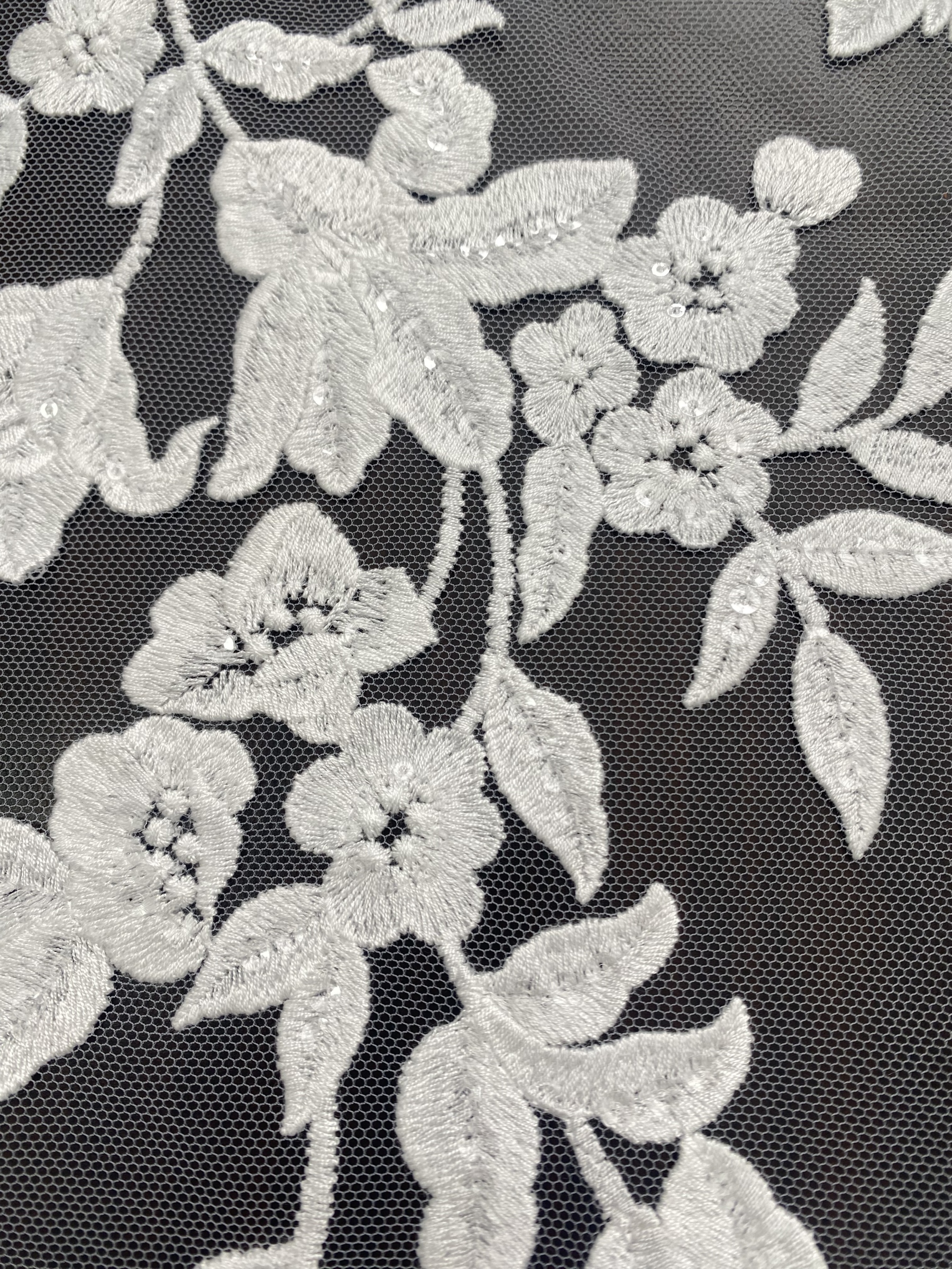 Ivory Bridal Embroidery Floral Lace Fabric, Delicate Floral Applique lace, Formal Dress Prom lace, Wedding Gown lace, rehearsal, by 1 yard