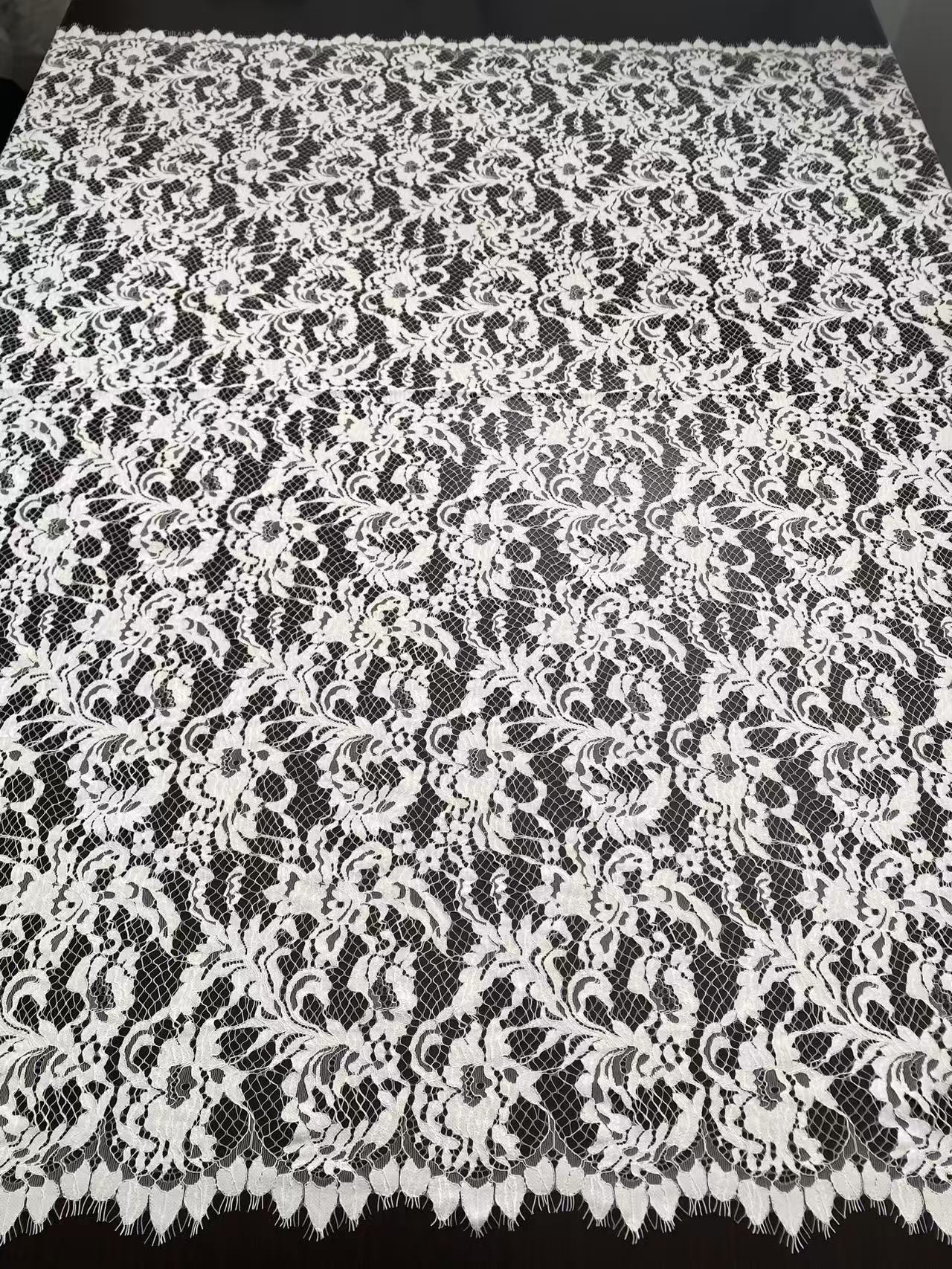 Soft Light French Chantily Eyelash Lace for Wedding Dress, Bridal Gown, Classic Lace Top Overlay, White Lace Fabric DIY Bridal Dress 