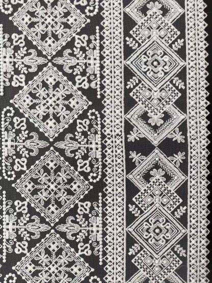 White Guipure Mesh Lace Fabric, Bridal Guipure Lace Fabric, Crochet Wedding Lace, Bridal Wedding Dress Stripe line Embroidery flower lace by the yard