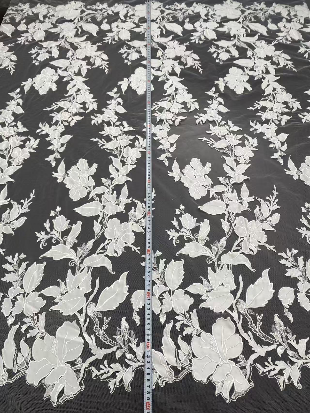 White Embroidery floral Lace Fabric, Lace material for Bridal Wedding Dress Veil, Soft Venice flower lace by the yards