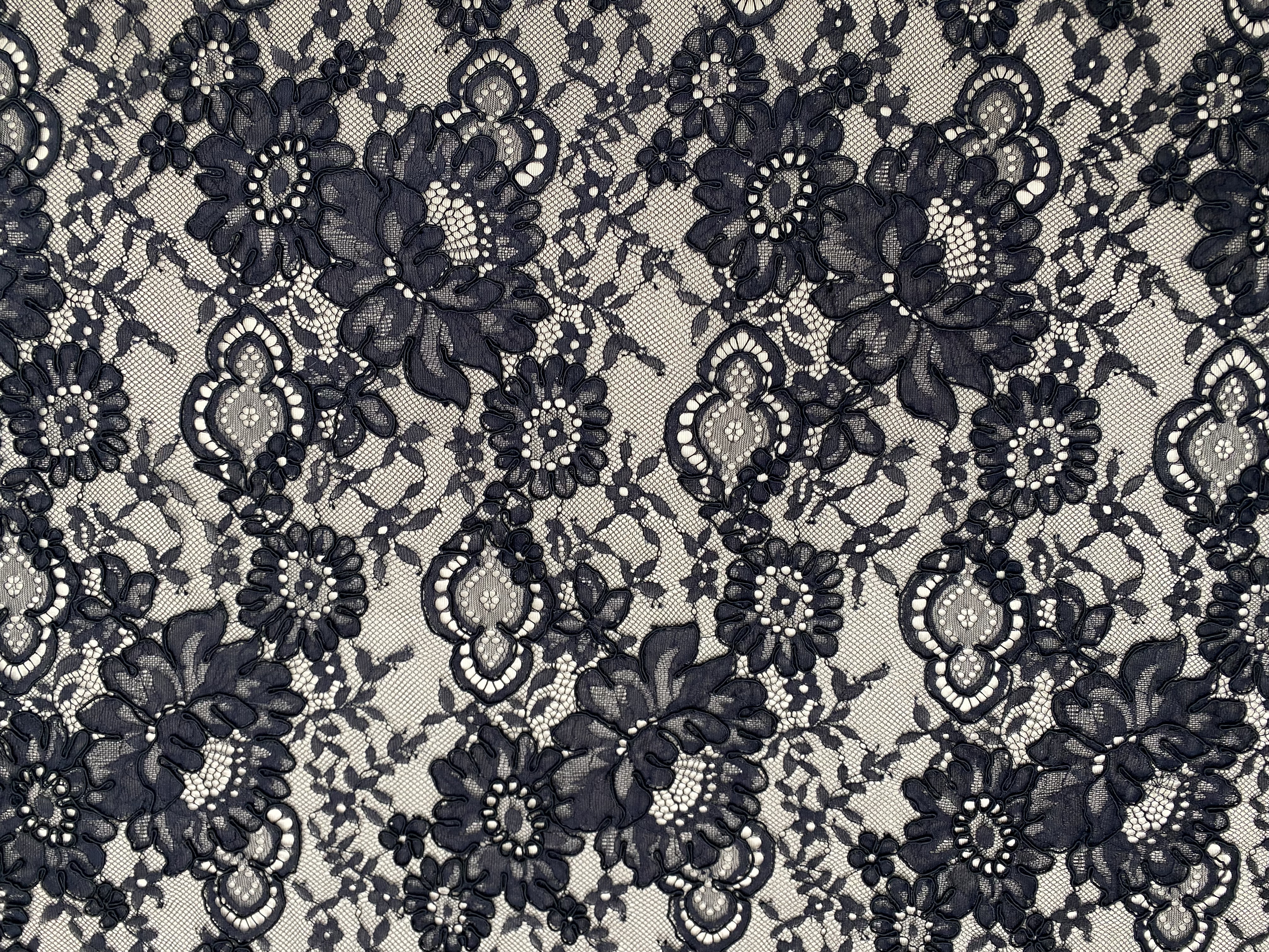 Corded Alencon Flower Lace Fabric, 3 Meters French Chantilly lace fabric trim for wedding shrugs,bridal gown,Classic lace top overlay, sold by 3 maters