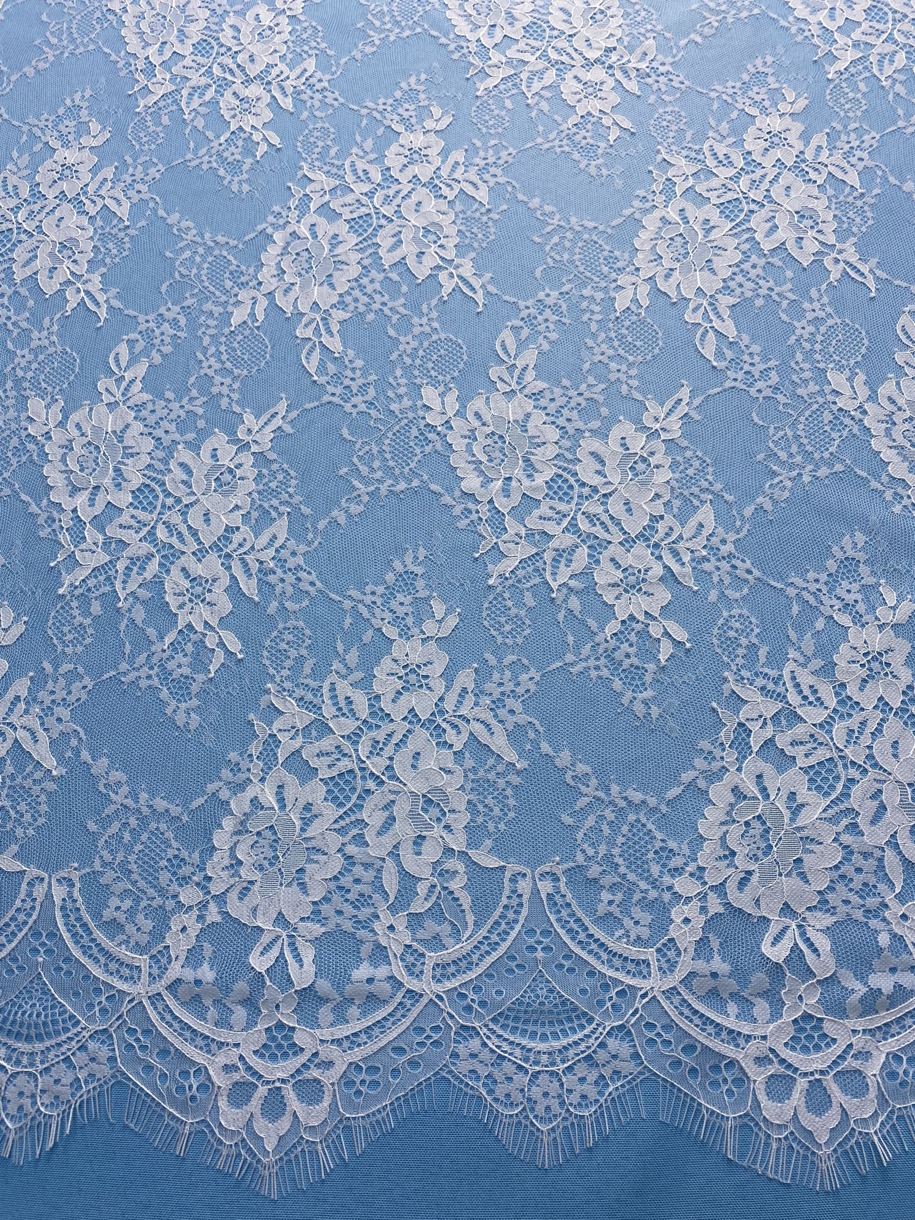 French Eyelash Lace Fabric – 300CM Long & 1500M Wide Per Piece! Embroidered Floral Design for Wedding Dresses, Garment DIY, Decor & Crafts
