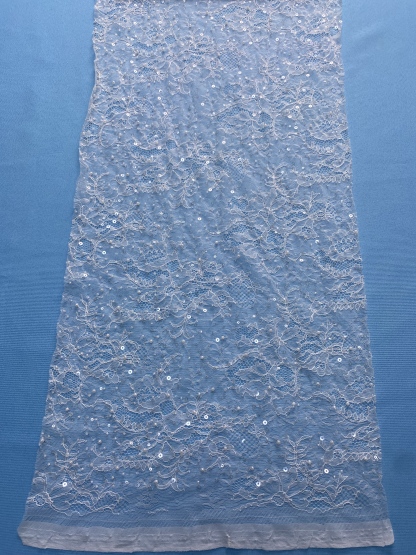 Ivory Fabric with Exquisite Floral Embroidery! Features Delicate Leaf Patterns, Perfect for Wedding Dresses/Chic Evening Wear. Premium Craft—Shop Now!