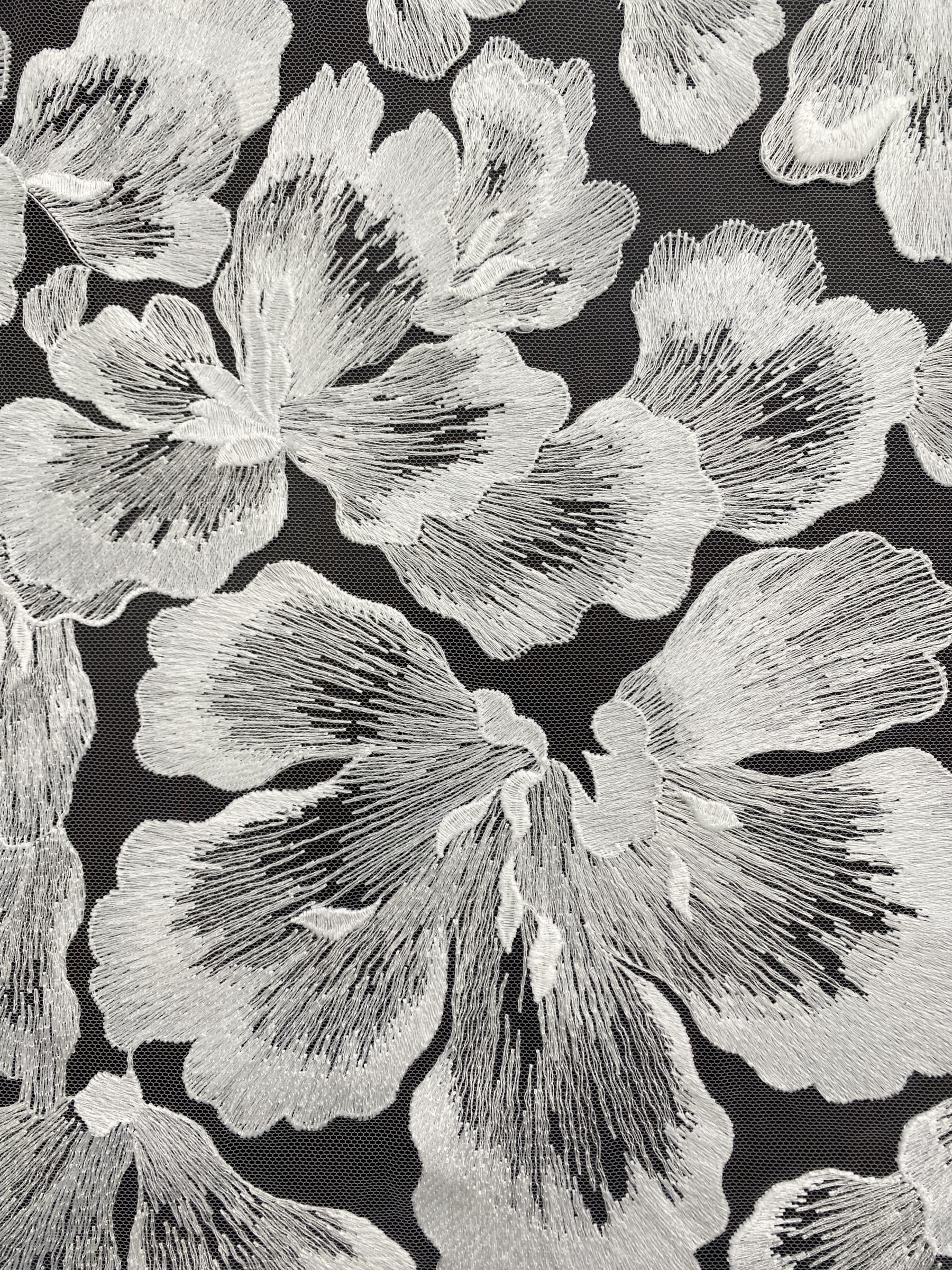 Ivory Bridal Embroidery Floral Lace Fabric, Delicate Floral Applique lace, Formal Dress Prom lace, Wedding Gown lace, rehearsal, by 1 yard