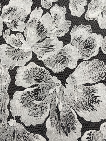 Ivory Bridal Embroidery Floral Lace Fabric, Delicate Floral Applique lace, Formal Dress Prom lace, Wedding Gown lace, rehearsal, by 1 yard