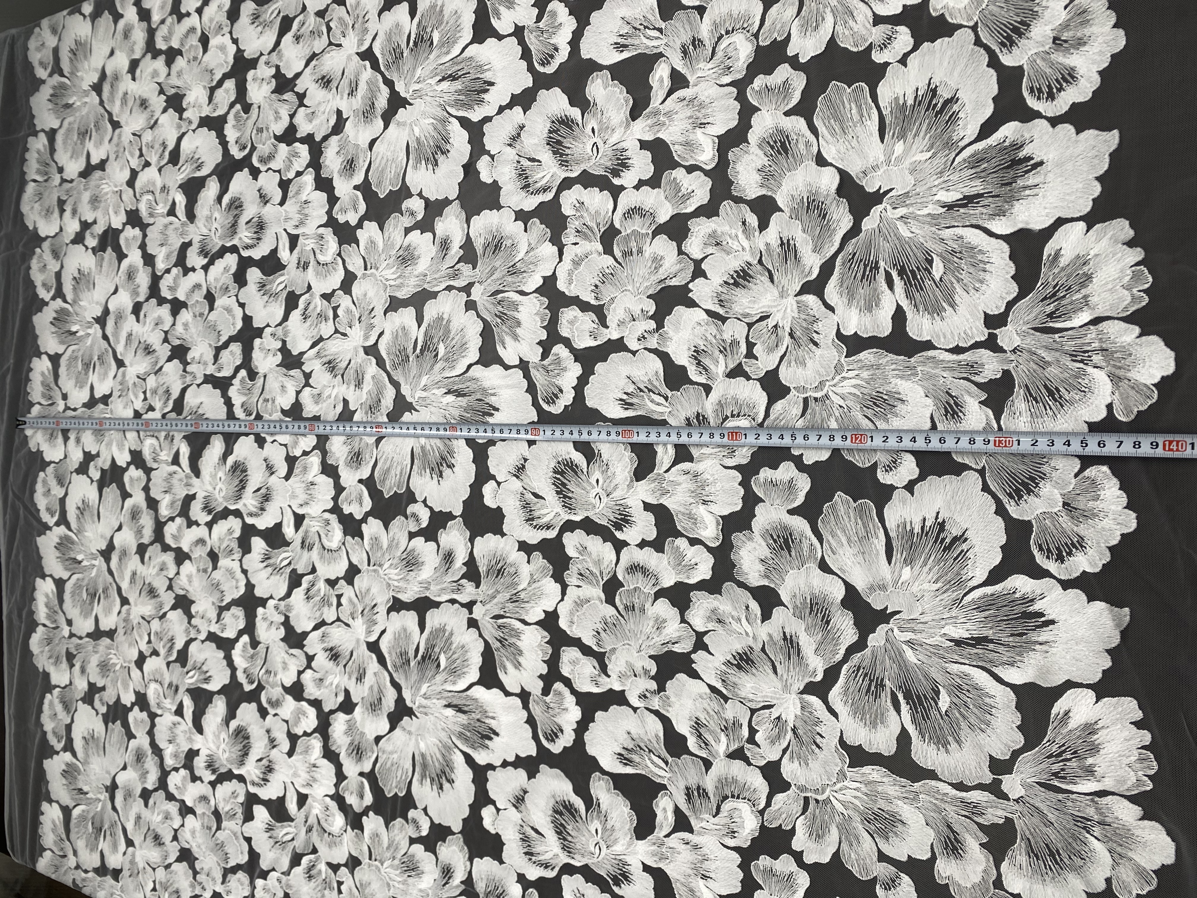 Ivory Bridal Embroidery Floral Lace Fabric, Delicate Floral Applique lace, Formal Dress Prom lace, Wedding Gown lace, rehearsal, by 1 yard