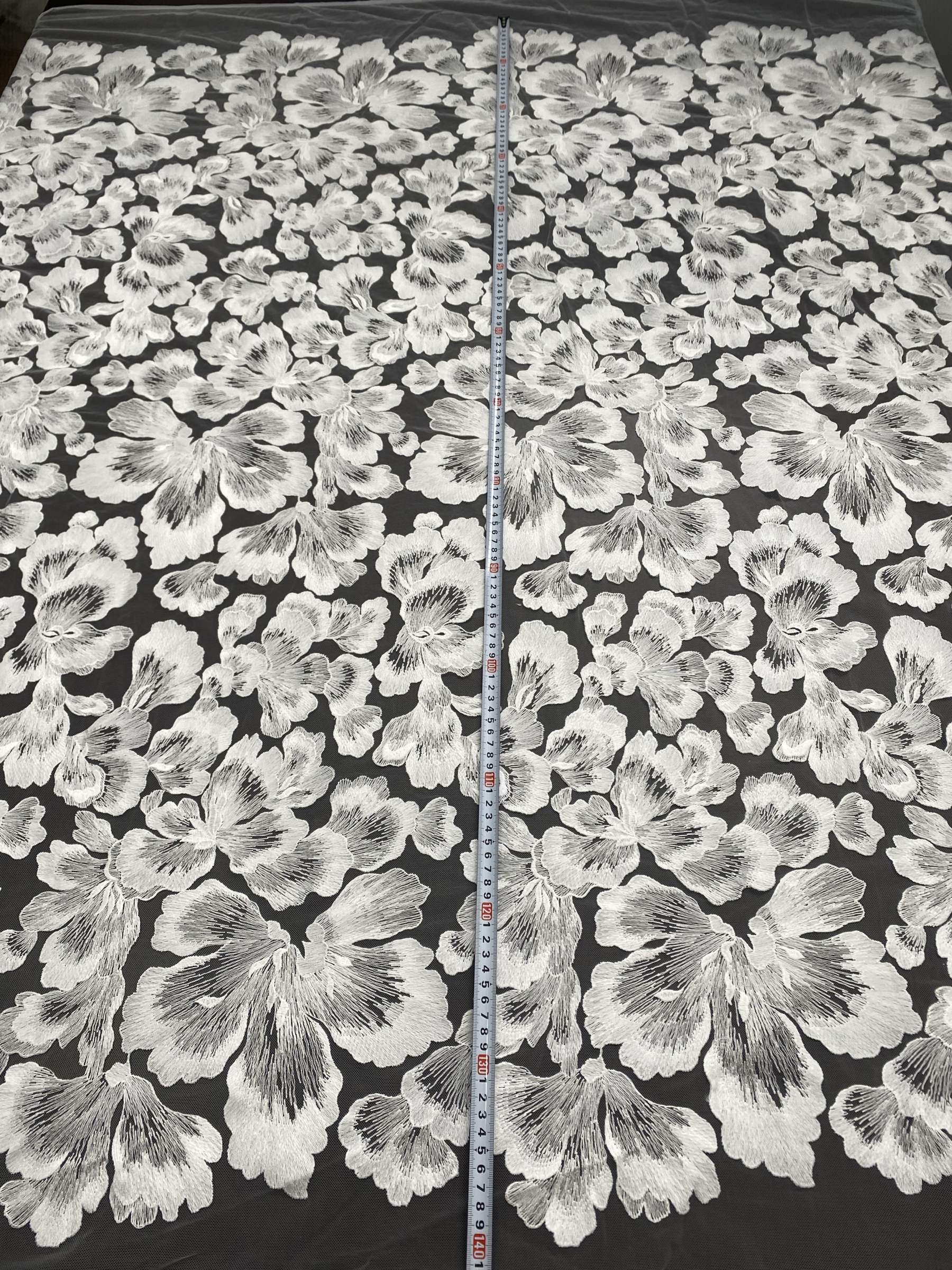 Ivory Bridal Embroidery Floral Lace Fabric, Delicate Floral Applique lace, Formal Dress Prom lace, Wedding Gown lace, rehearsal, by 1 yard