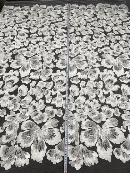 Ivory Bridal Embroidery Floral Lace Fabric, Delicate Floral Applique lace, Formal Dress Prom lace, Wedding Gown lace, rehearsal, by 1 yard