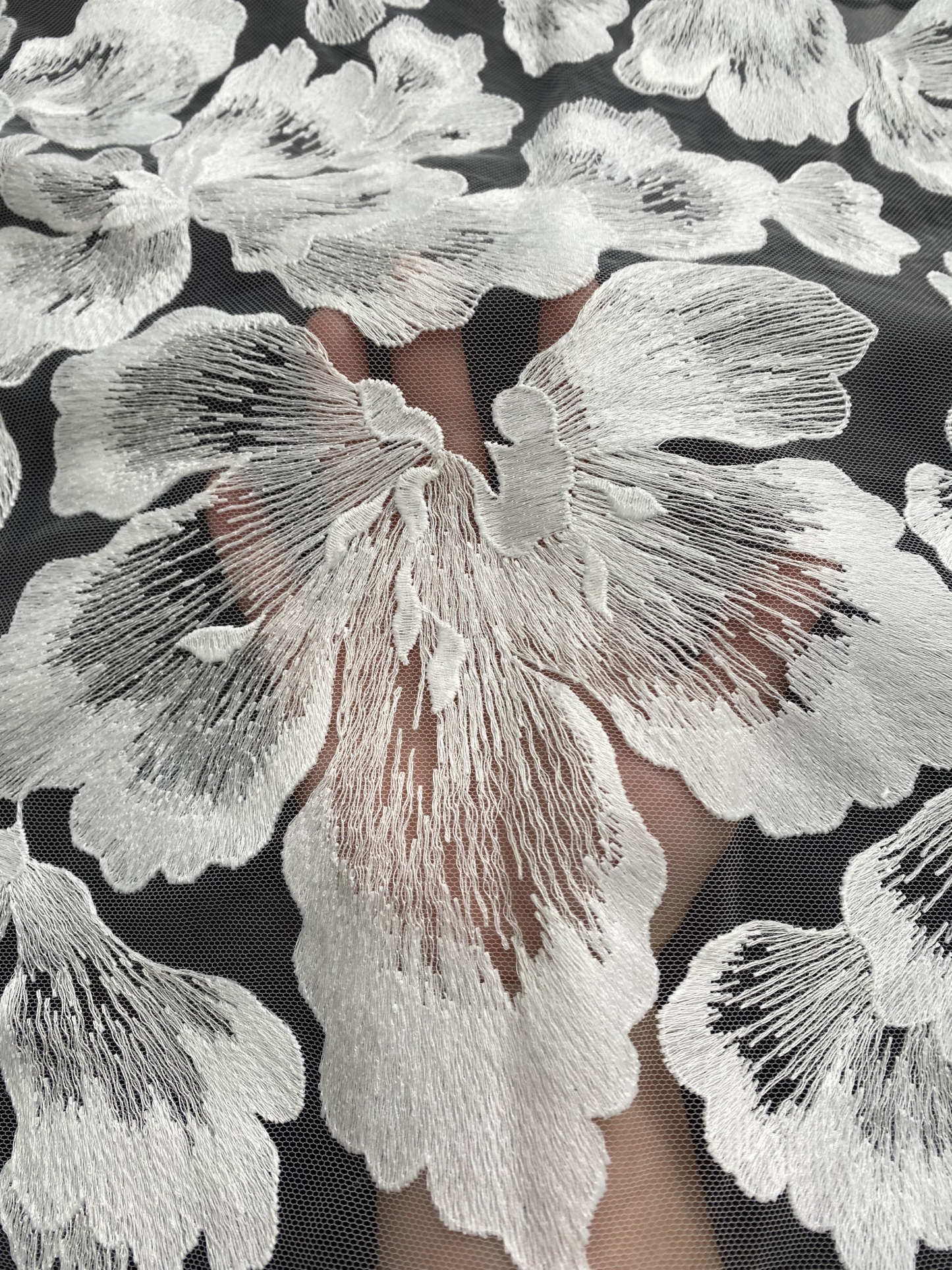 Ivory Bridal Embroidery Floral Lace Fabric, Delicate Floral Applique lace, Formal Dress Prom lace, Wedding Gown lace, rehearsal, by 1 yard