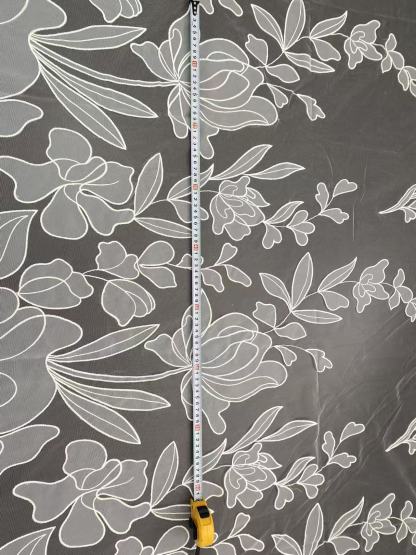 Flower Lace Fabric: Elegant Off-White Tulle Embroidery Bridal Lace, sold by the yard