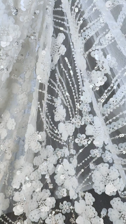 Super Beautiful Sequined Fabric With Embroidered Sparkling Sequins Crystal Beads And Elegant Patterns Made of Beads And Sequins