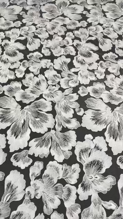 Ivory Bridal Embroidery Floral Lace Fabric, Delicate Floral Applique lace, Formal Dress Prom lace, Wedding Gown lace, rehearsal, by 1 yard