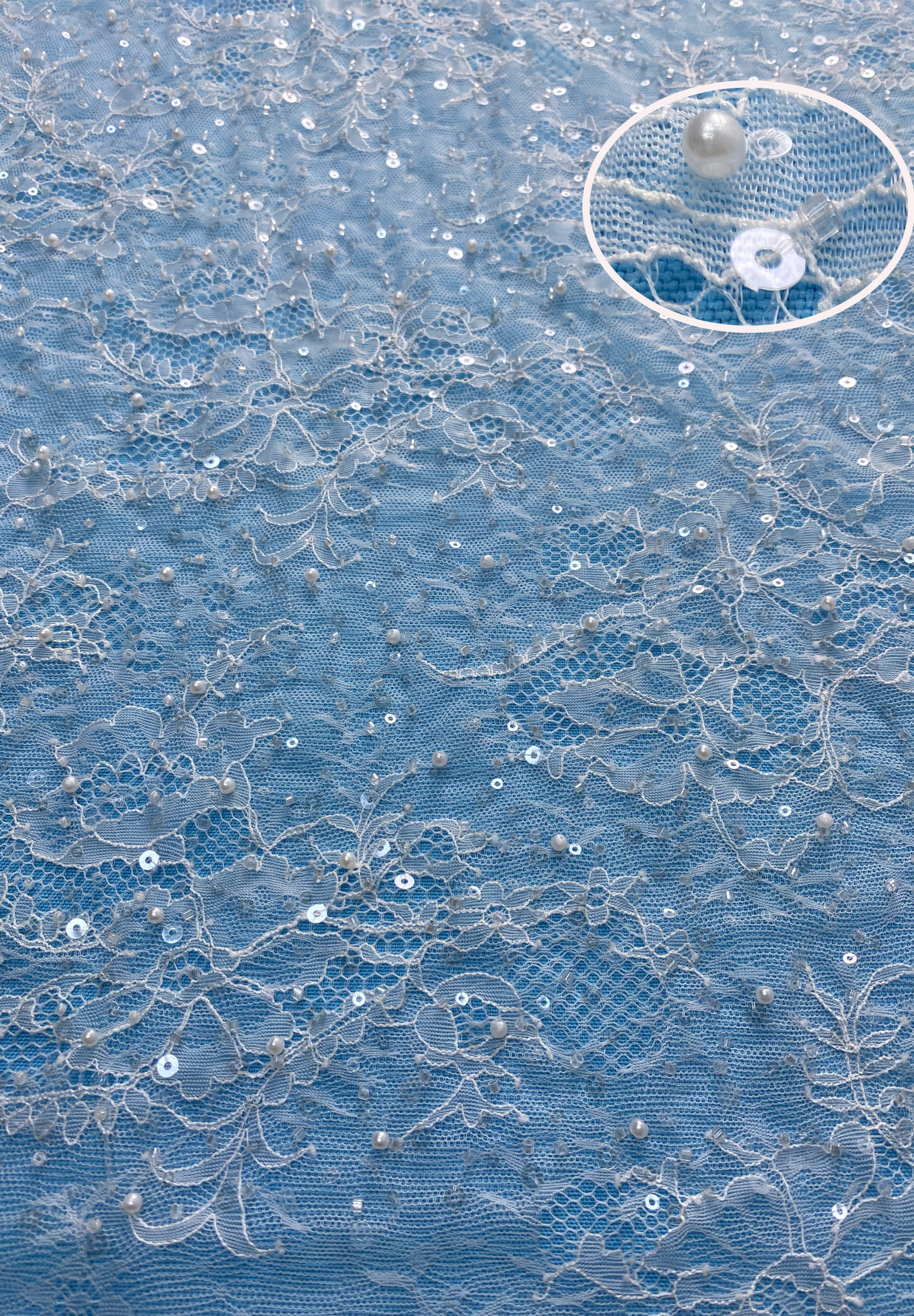 Ivory Fabric with Exquisite Floral Embroidery! Features Delicate Leaf Patterns, Perfect for Wedding Dresses/Chic Evening Wear. Premium Craft—Shop Now!