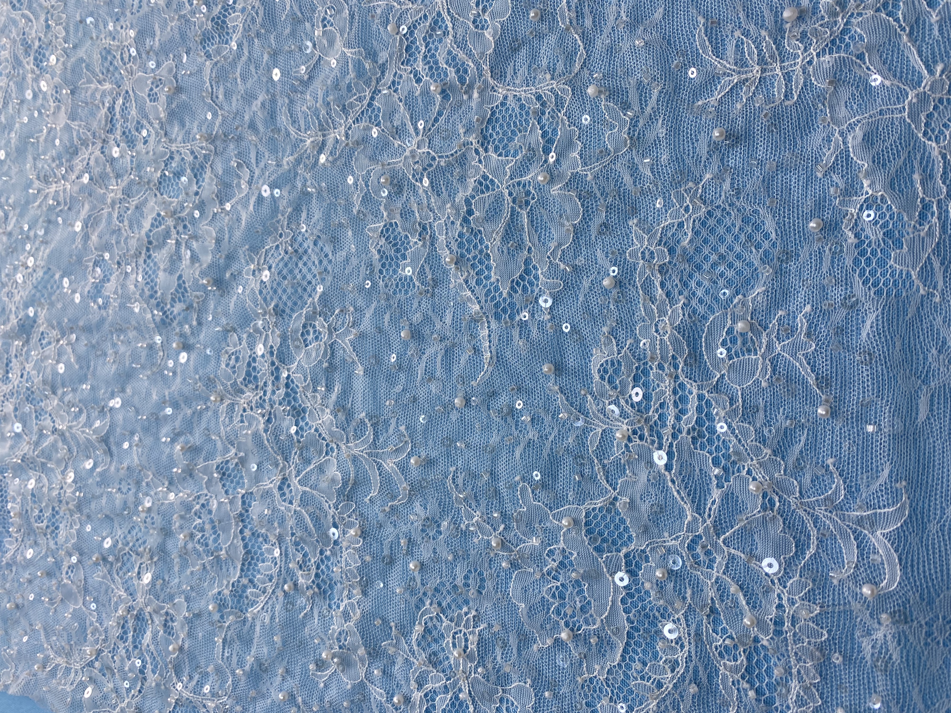 Ivory Fabric with Exquisite Floral Embroidery! Features Delicate Leaf Patterns, Perfect for Wedding Dresses/Chic Evening Wear. Premium Craft—Shop Now!