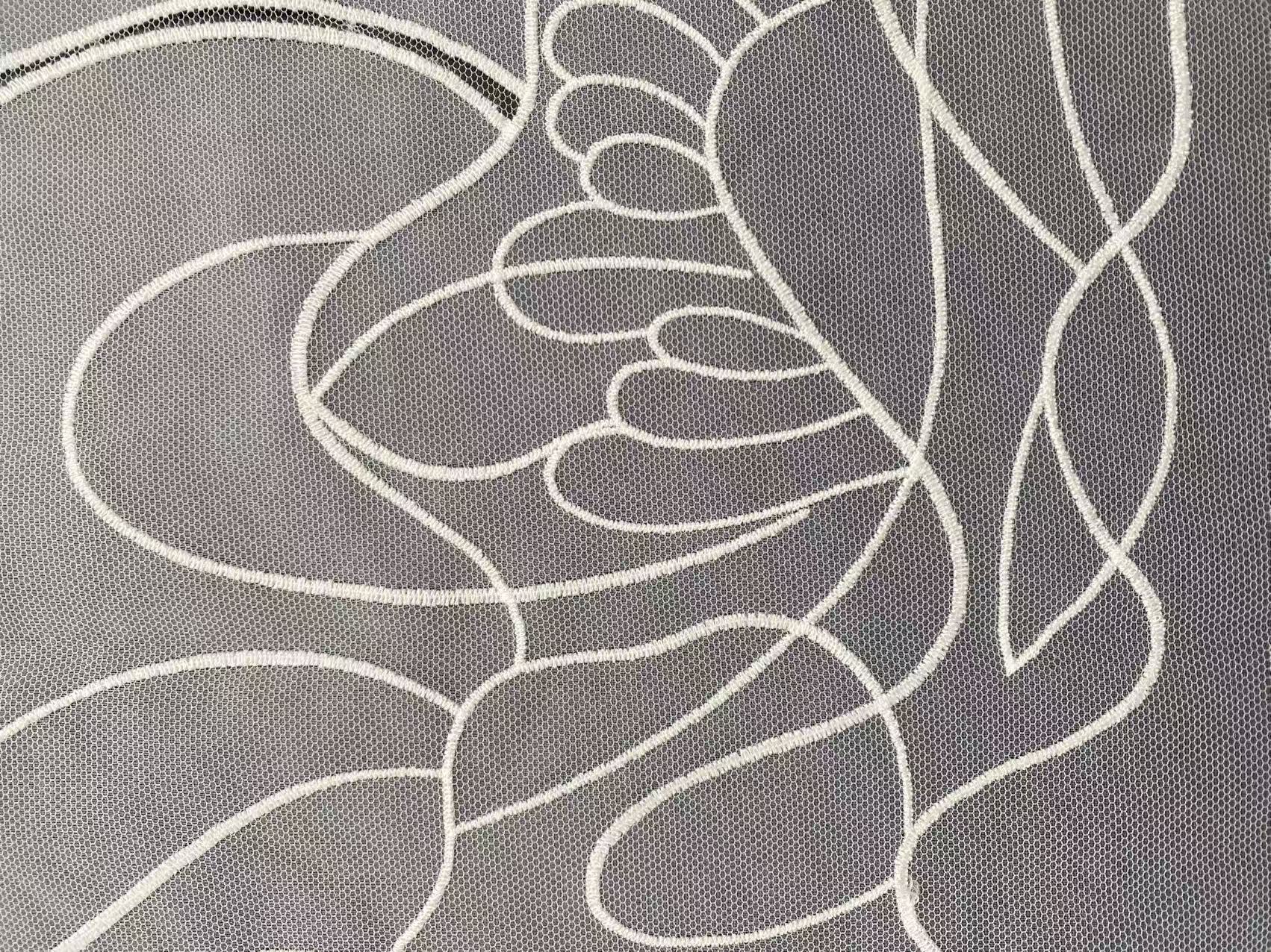 Flower Lace Fabric: Elegant Off-White Tulle Embroidery Bridal Lace, sold by the yard