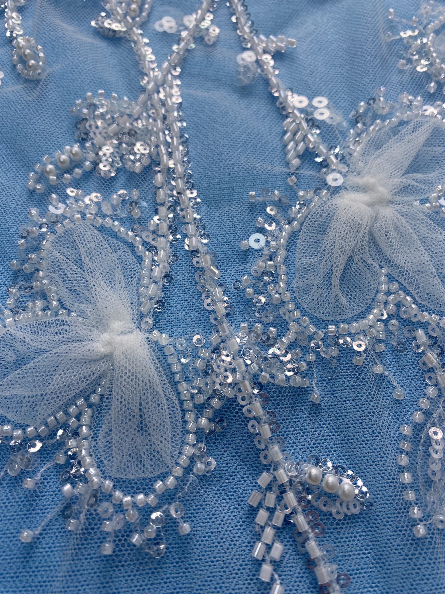 Ivory Fabric! Embellished with Sparkling Sequins, Beads & Delicate Floral Embroidery. Ideal for Wedding Dresses/Chic Evening Wear—Premium Craftsmanship, Shop Now!