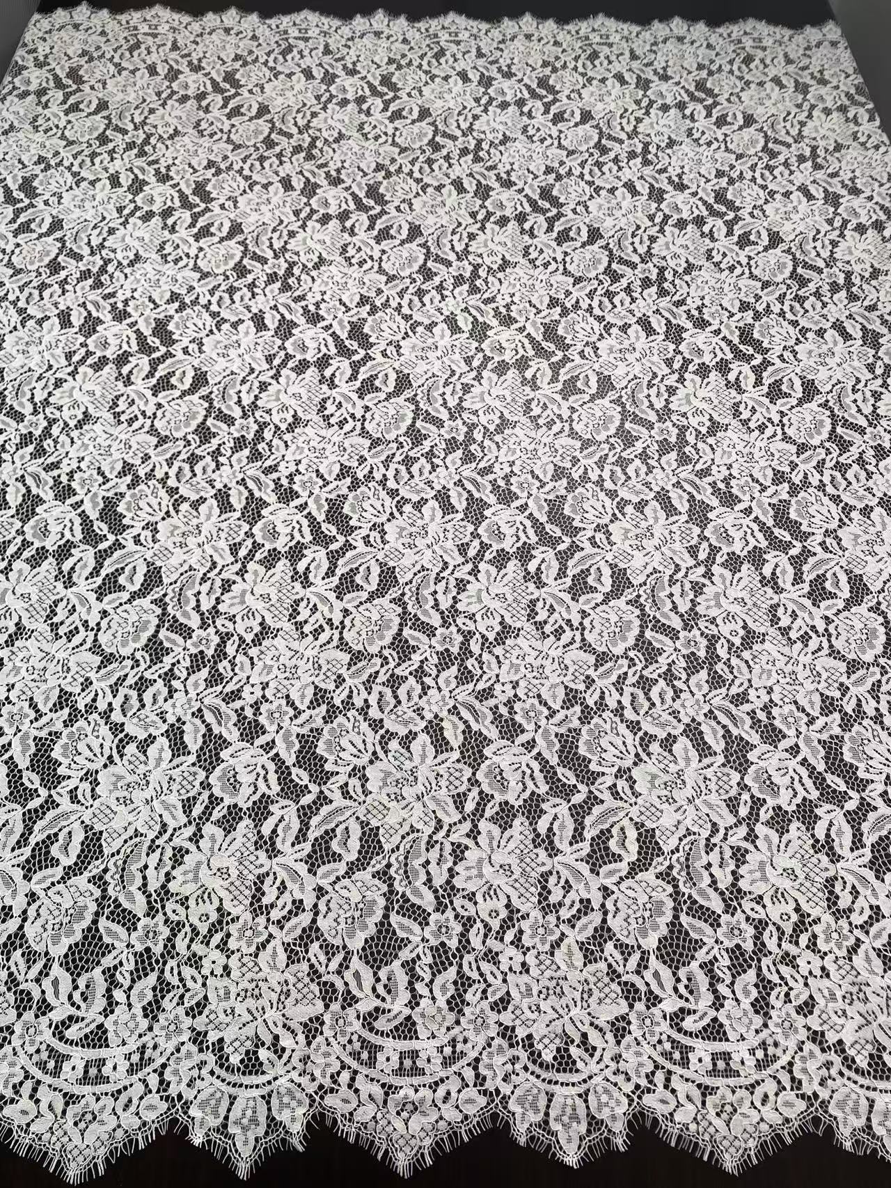 Soft Light French Chantily Eyelash Lace for Wedding Dress, Bridal Gown, Classic Lace Top Overlay, White Lace Fabric DIY Bridal Dress 