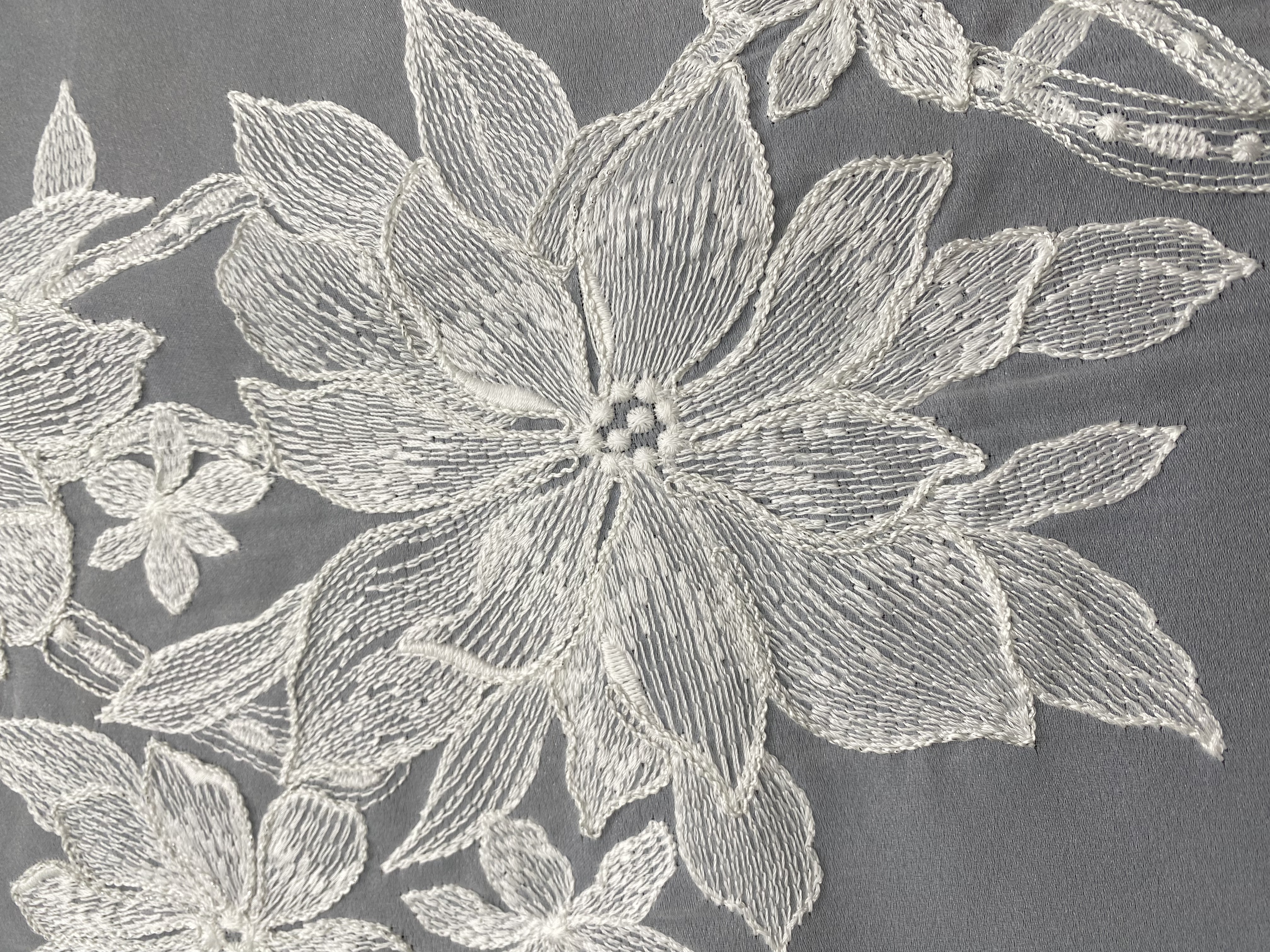 Ivory Bridal Embroidery Floral Lace Fabric, Delicate Floral Applique lace, Formal Dress Prom lace, Wedding Gown lace, rehearsal, by 1 yard