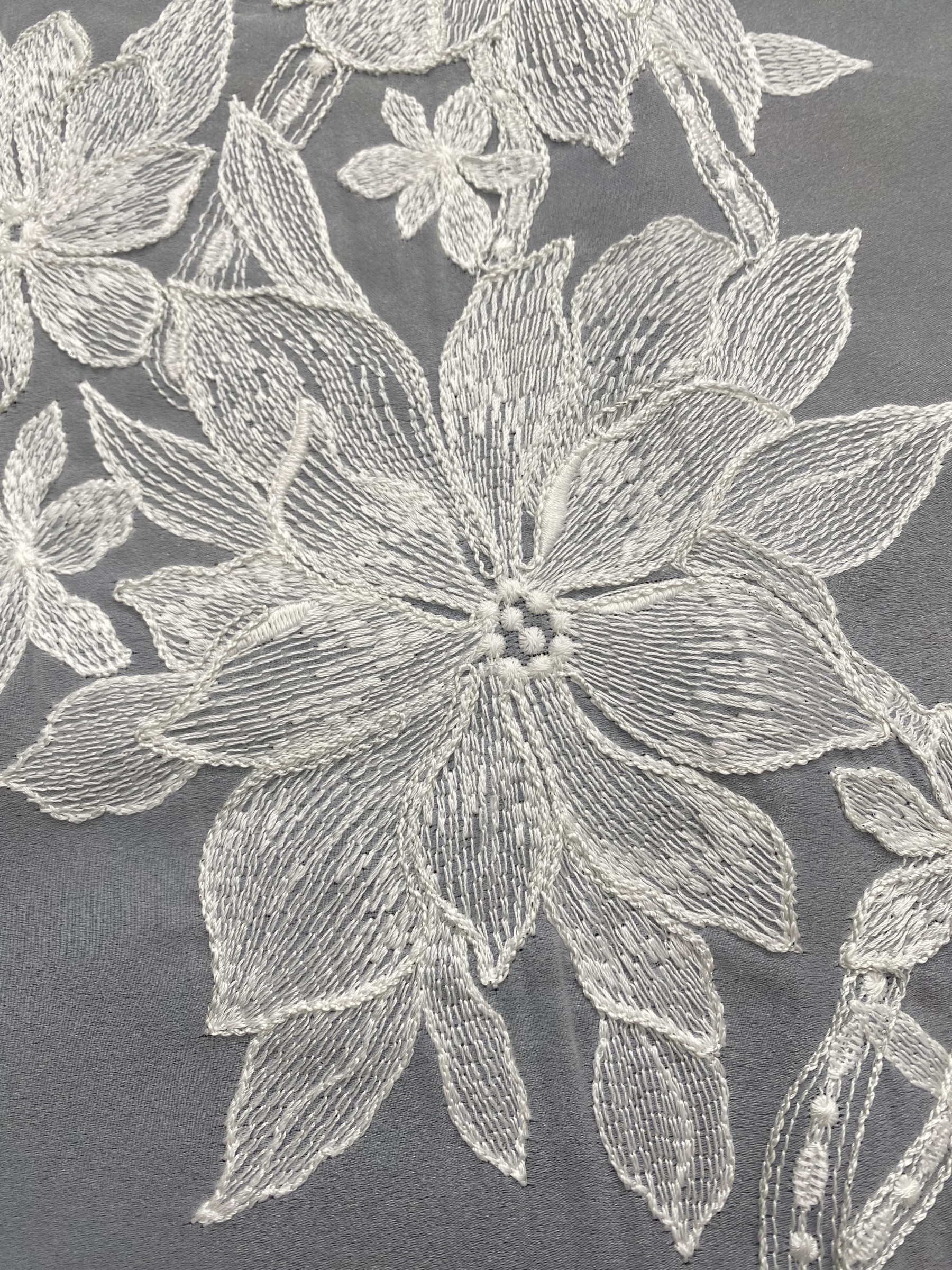 Ivory Bridal Embroidery Floral Lace Fabric, Delicate Floral Applique lace, Formal Dress Prom lace, Wedding Gown lace, rehearsal, by 1 yard