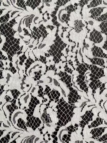 Soft Light French Chantily Eyelash Lace for Wedding Dress, Bridal Gown, Classic Lace Top Overlay, White Lace Fabric DIY Bridal Dress 