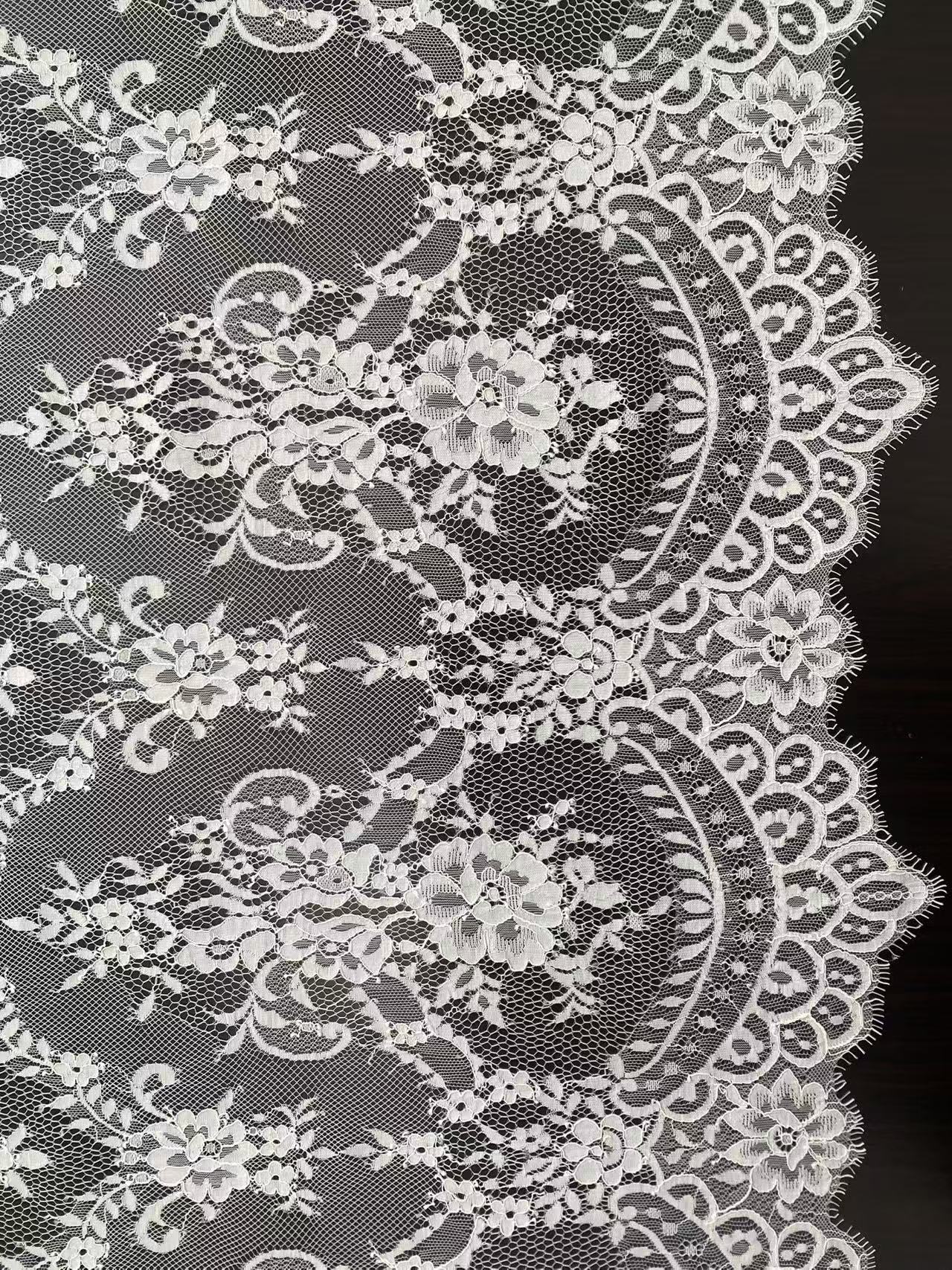 Soft Light French Chantily Eyelash Lace for Wedding Dress, Bridal Gown, Classic Lace Top Overlay, White Lace Fabric DIY Bridal Dress 
