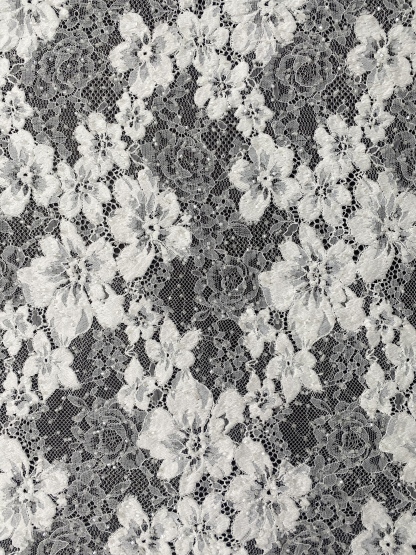 Beaded Flower Lace Fabric in Ivory, Embroidery Floral Tulle Fabric, Mesh Tulle Fabric for Wedding Dress, Bridal Lace Fabric, Sold By the Yard