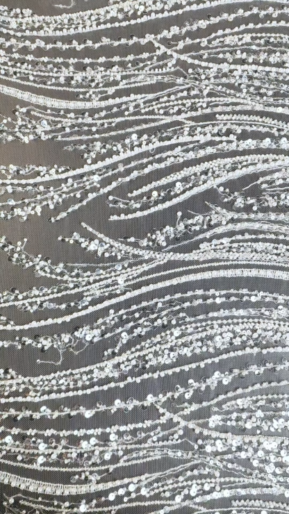 Super Pretty Heavily Beaded Tulle Fabric With Sparkling Beads And Sequins Pretty Crystal Beads And Sequins