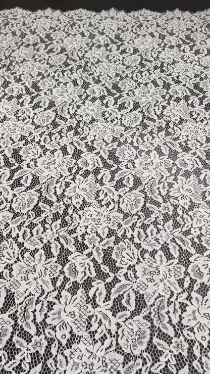 Soft Light French Chantily Eyelash Lace for Wedding Dress, Bridal Gown, Classic Lace Top Overlay, White Lace Fabric DIY Bridal Dress 