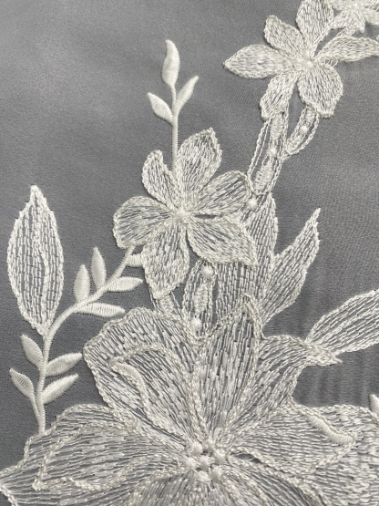 Ivory Bridal Embroidery Floral Lace Fabric, Delicate Floral Applique lace, Formal Dress Prom lace, Wedding Gown lace, rehearsal, by 1 yard