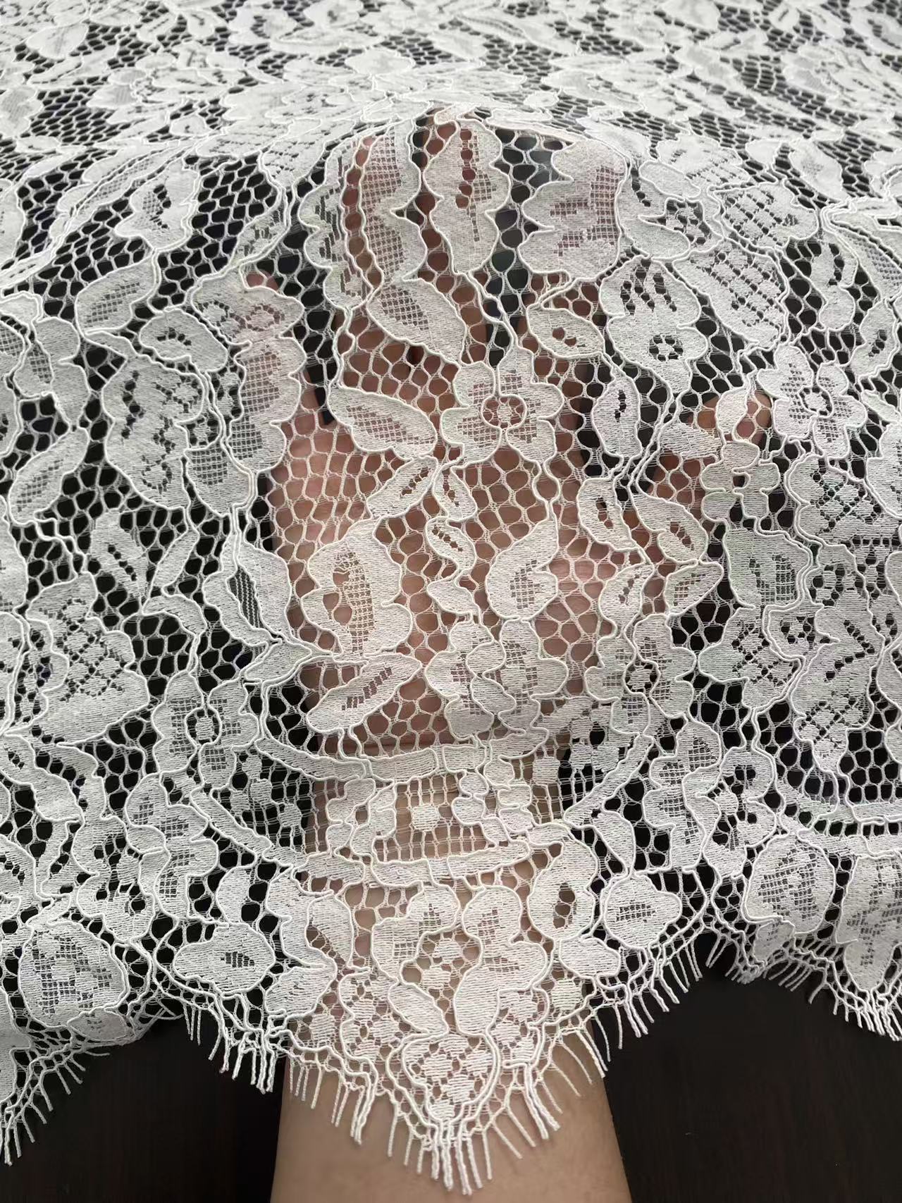 Soft Light French Chantily Eyelash Lace for Wedding Dress, Bridal Gown, Classic Lace Top Overlay, White Lace Fabric DIY Bridal Dress 