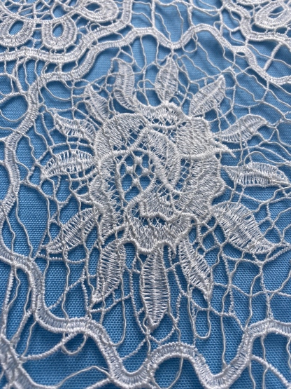 Dreamy Ivory Fabric! Showcases Delicate Embroidery Patterns, Ideal for Wedding Dresses/Evening Wear. High-Quality Craftsmanship—Shop This Exquisite Embroidered Material Now!