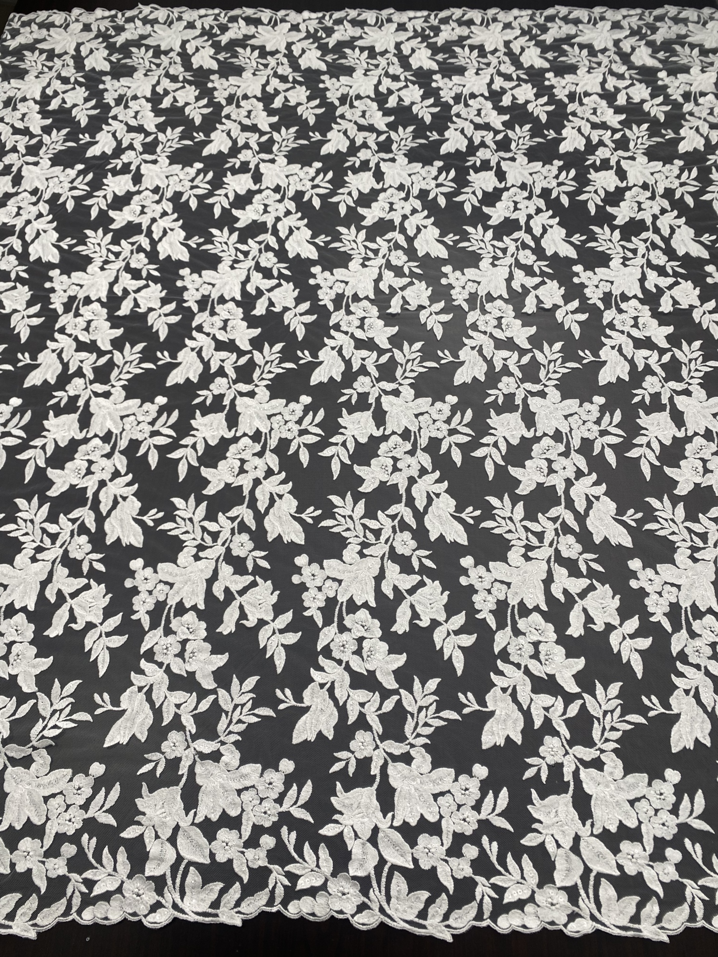 Ivory Bridal Embroidery Floral Lace Fabric, Delicate Floral Applique lace, Formal Dress Prom lace, Wedding Gown lace, rehearsal, by 1 yard