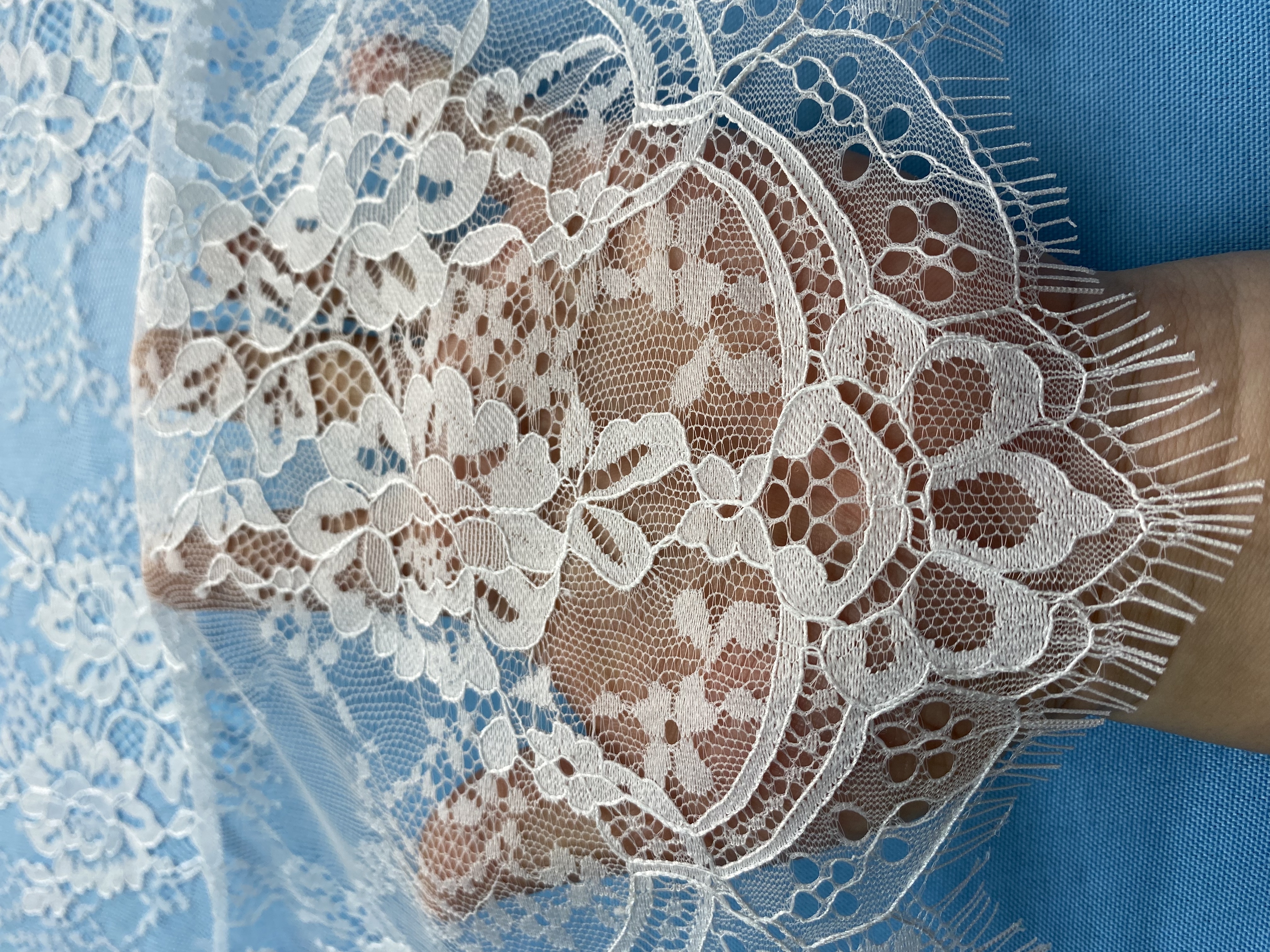 French Eyelash Lace Fabric – 300CM Long & 1500M Wide Per Piece! Embroidered Floral Design for Wedding Dresses, Garment DIY, Decor & Crafts