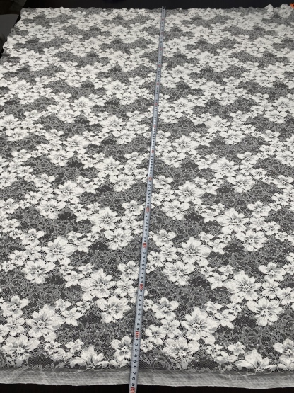 Beaded Flower Lace Fabric in Ivory, Embroidery Floral Tulle Fabric, Mesh Tulle Fabric for Wedding Dress, Bridal Lace Fabric, Sold By the Yard