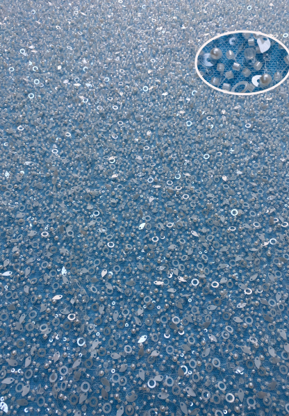 Exquisite Ivory Fabric! Embellished with Sparkling Sequins, Pearls & Beads. Ideal for Wedding Dresses/Chic Evening Wear—Premium Craftsmanship, Shop This Stunning Material Now!