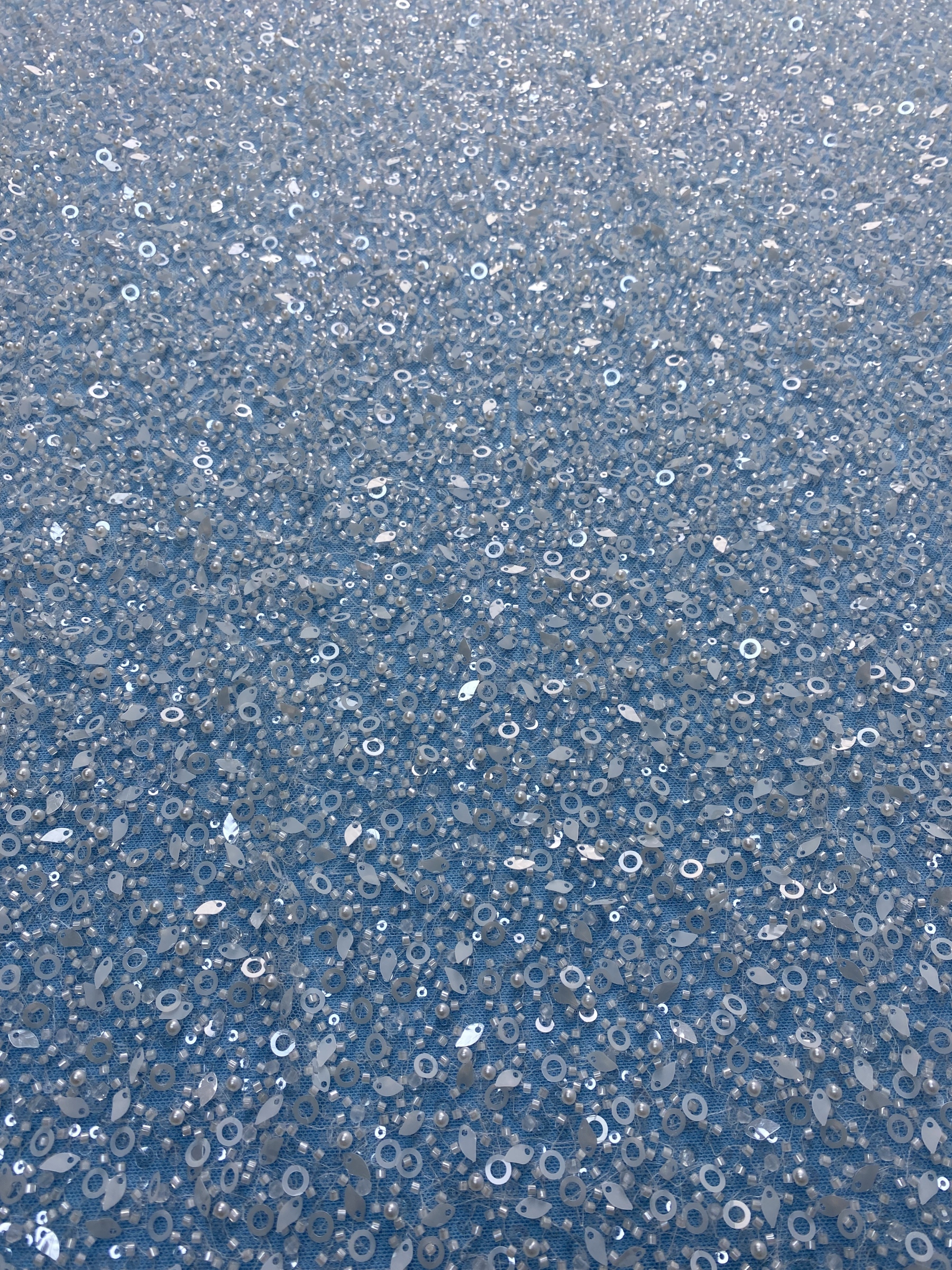 Exquisite Ivory Fabric! Embellished with Sparkling Sequins, Pearls & Beads. Ideal for Wedding Dresses/Chic Evening Wear—Premium Craftsmanship, Shop This Stunning Material Now!