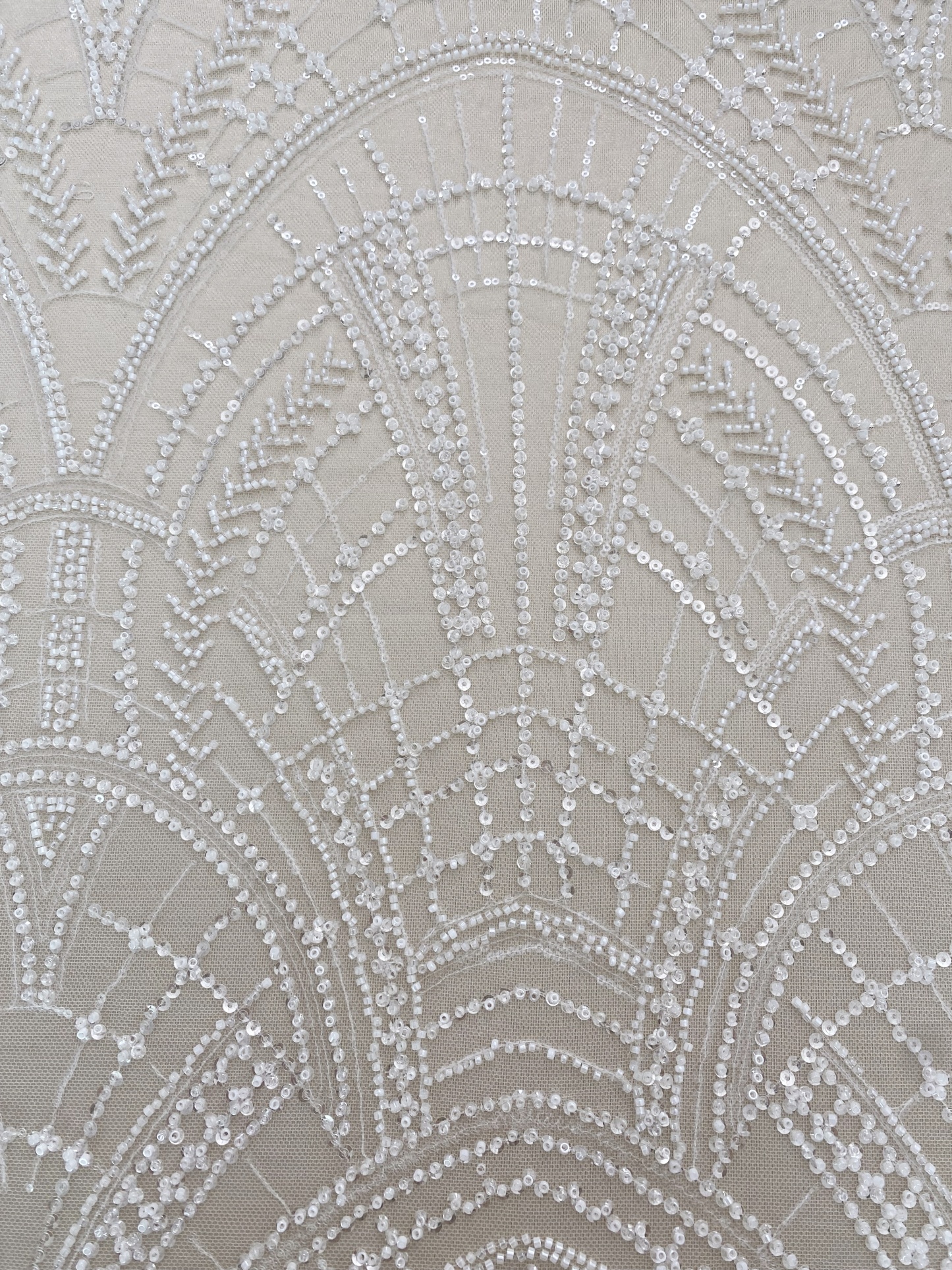 Heavy Crystal Bead Lace Fabric, 2 Styles Beads & Transparent Sequin Bead Lace, Bridal Wedding Prom Dress, Geometric Embroidery Tulle