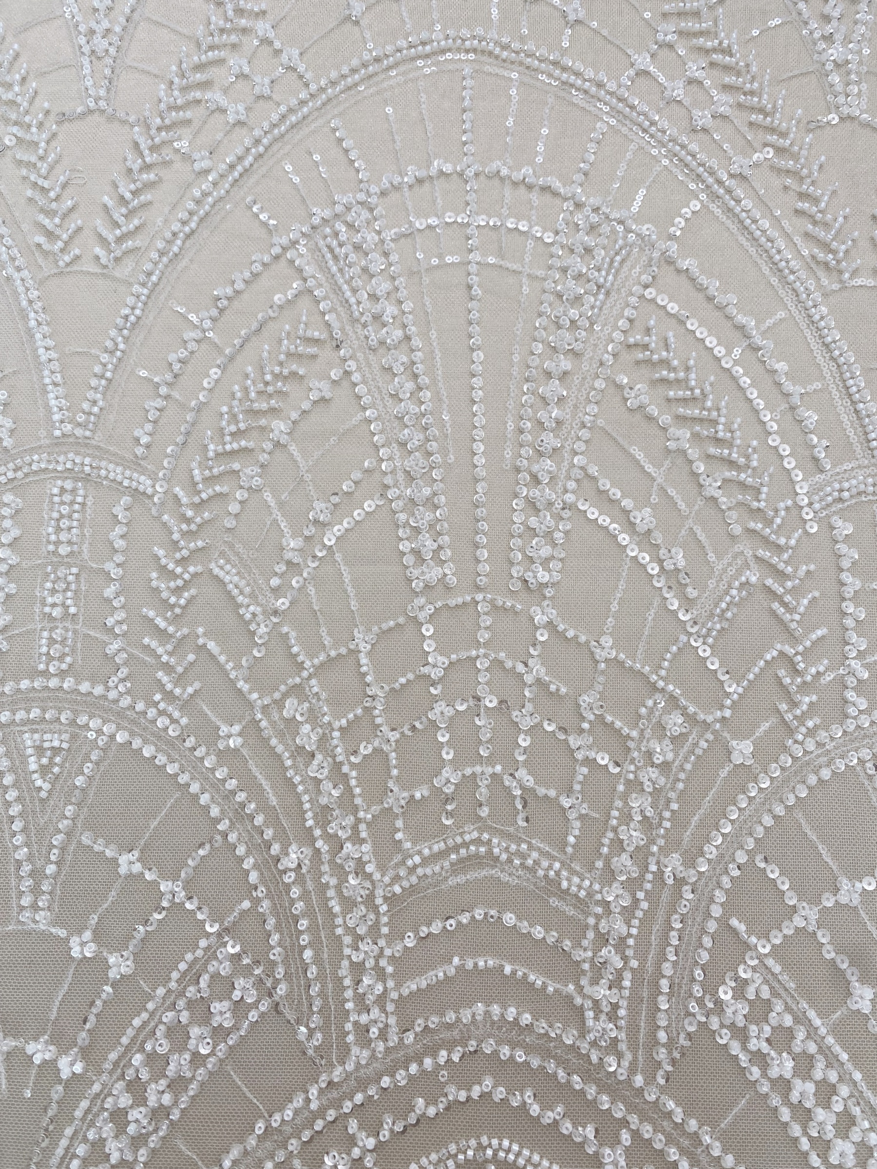 Heavy Crystal Bead Lace Fabric, 2 Styles Beads & Transparent Sequin Bead Lace, Bridal Wedding Prom Dress, Geometric Embroidery Tulle