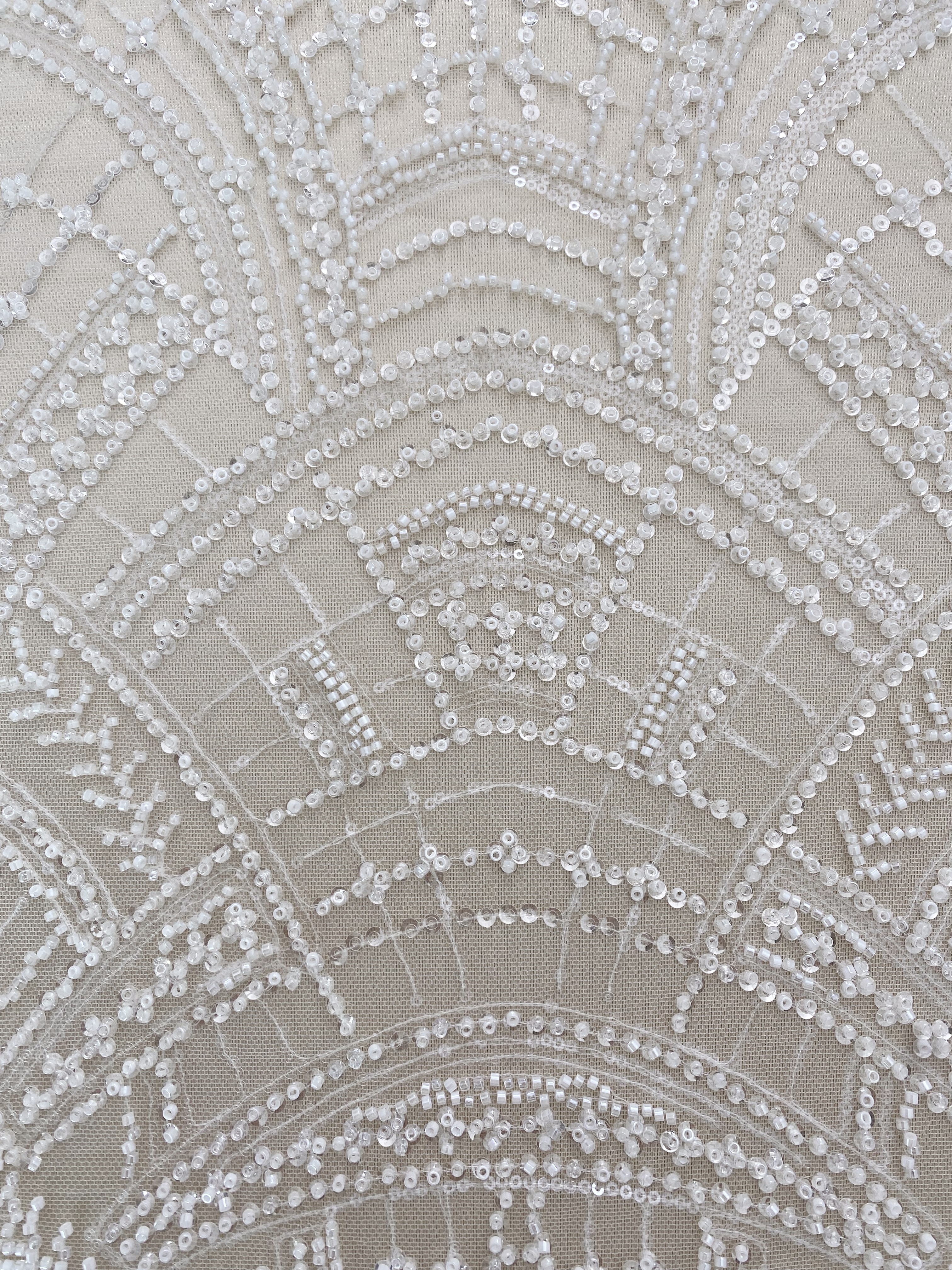 Heavy Crystal Bead Lace Fabric, 2 Styles Beads & Transparent Sequin Bead Lace, Bridal Wedding Prom Dress, Geometric Embroidery Tulle