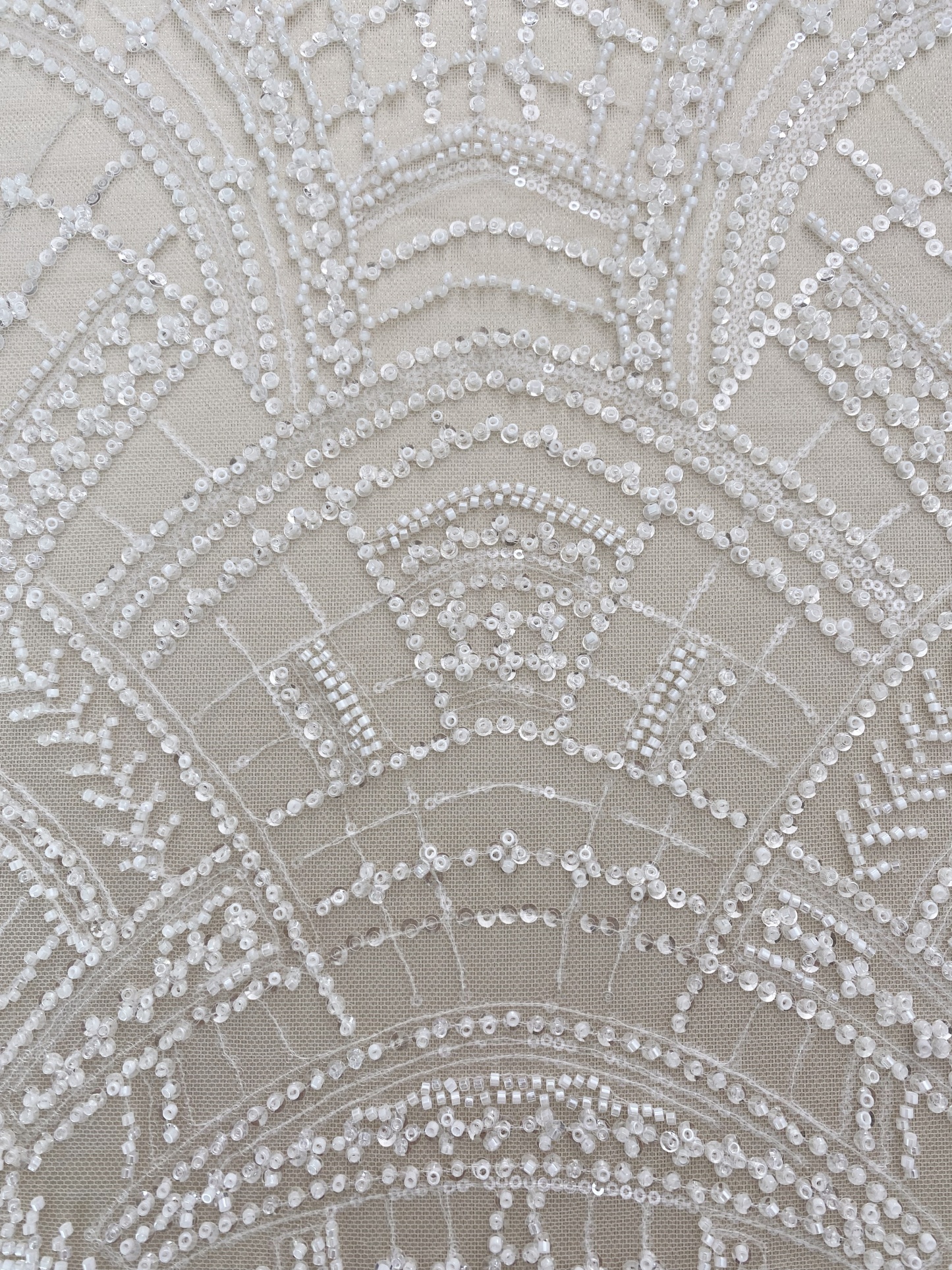 Heavy Crystal Bead Lace Fabric, 2 Styles Beads & Transparent Sequin Bead Lace, Bridal Wedding Prom Dress, Geometric Embroidery Tulle