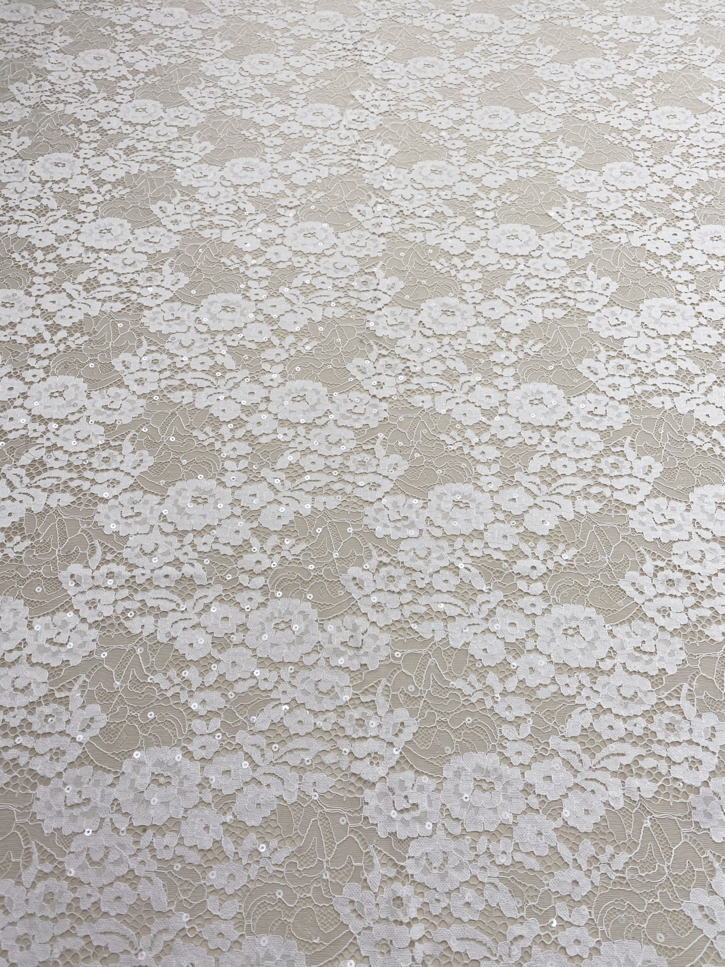 3 Meter French Chantilly Lace Fabric with Sequins, White Soft Wedding Lace with Scalloped Edge for Wedding Dress Veil Lace Robe