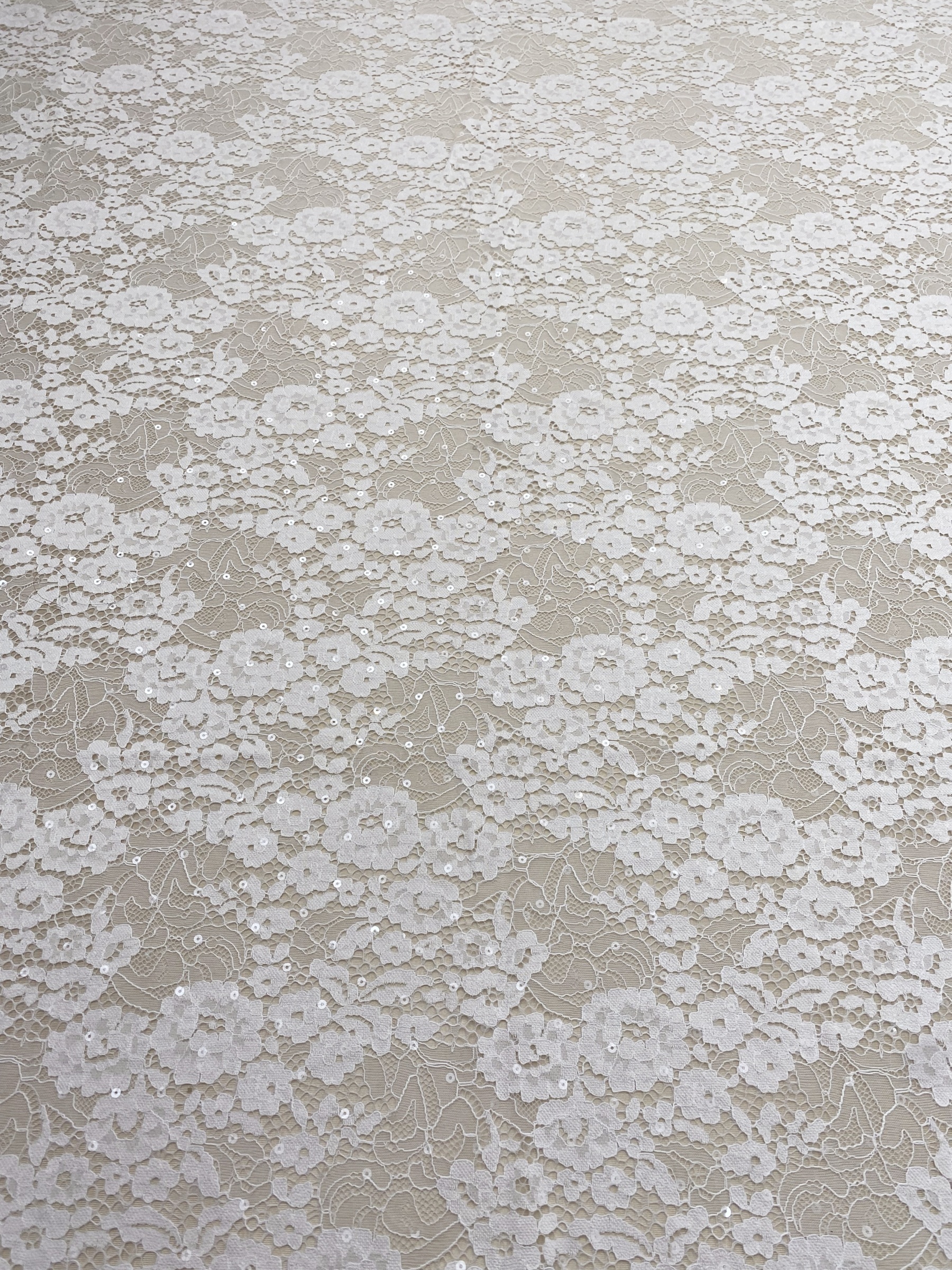 3 Meter French Chantilly Lace Fabric with Sequins, White Soft Wedding Lace with Scalloped Edge for Wedding Dress Veil Lace Robe
