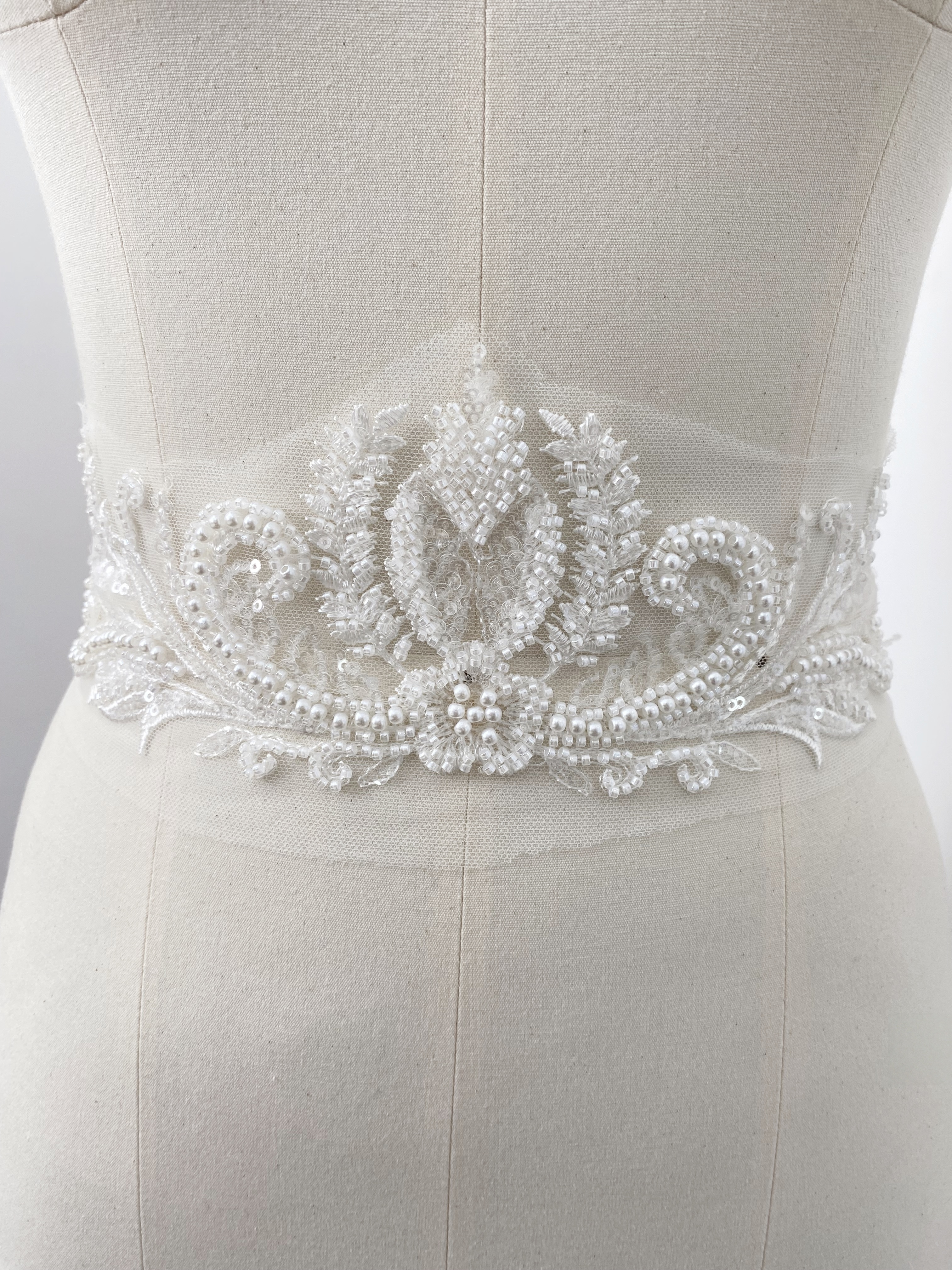 3D Petals Beaded Trim Tassel Crystal Fringe Lace Trim for Bridal Dress,Belt,Necklace, Fringe Wedding Lace Ribbon for 1 Yard