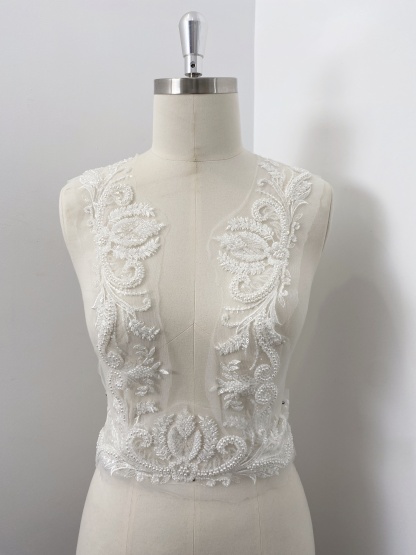 3D Petals Beaded Trim Tassel Crystal Fringe Lace Trim for Bridal Dress,Belt,Necklace, Fringe Wedding Lace Ribbon for 1 Yard