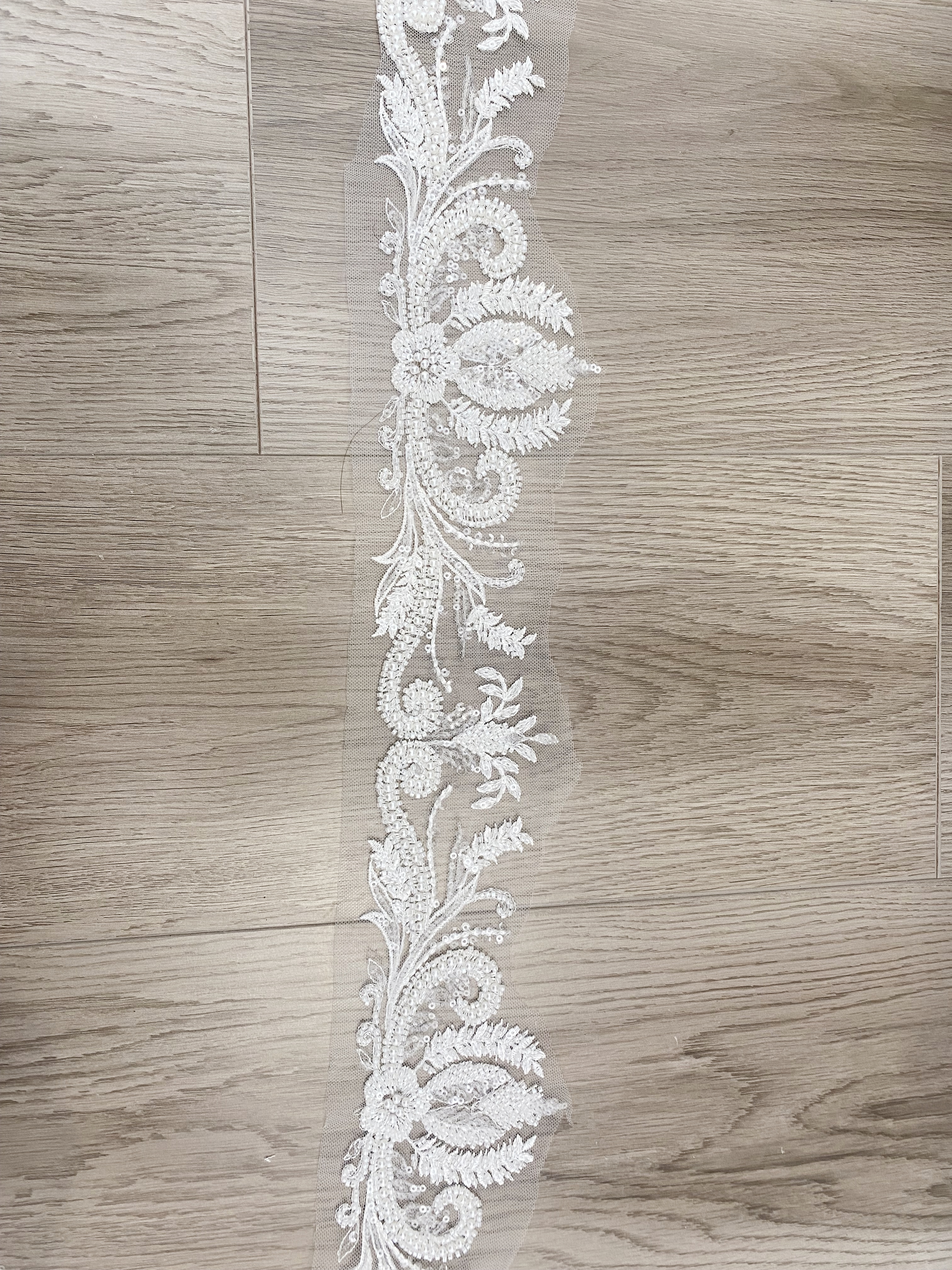 3D Petals Beaded Trim Tassel Crystal Fringe Lace Trim for Bridal Dress,Belt,Necklace, Fringe Wedding Lace Ribbon for 1 Yard