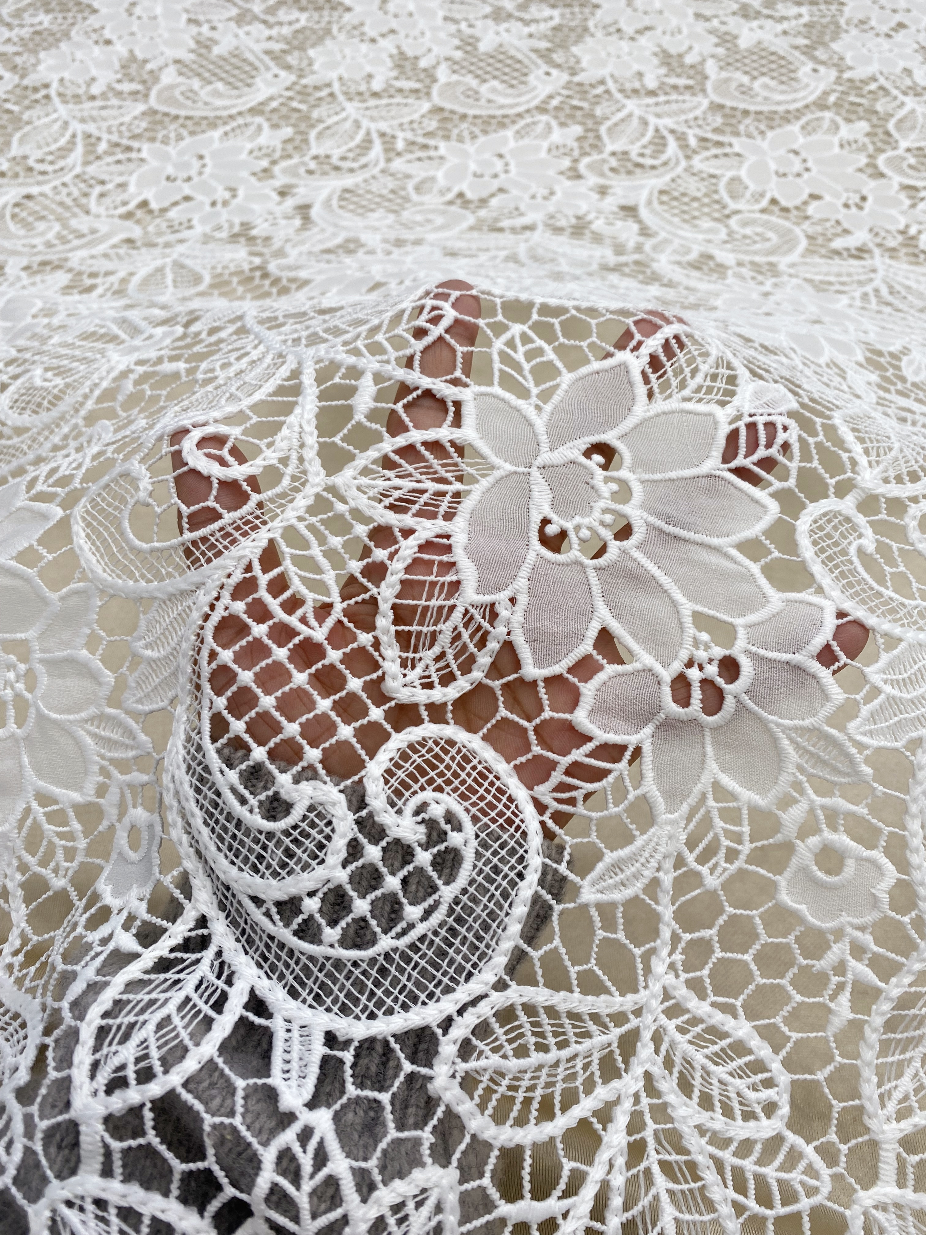 Guipure Flower Embroidery Hollowed Flower for baby dress ball gown floral by yard,Elegant Off-White Floral Embroidery Bridal Lace