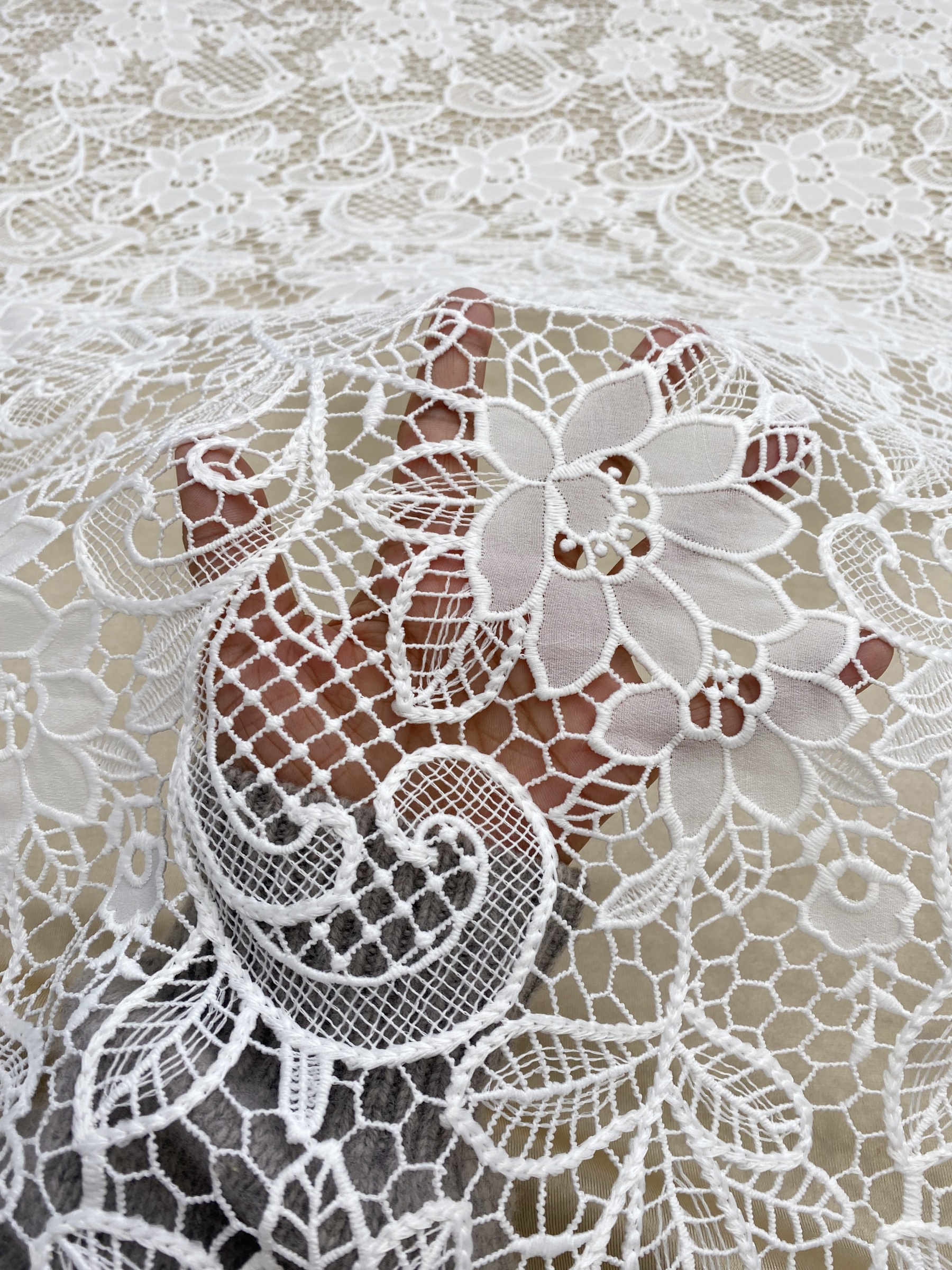 Guipure Flower Embroidery Hollowed Flower for baby dress ball gown floral by yard,Elegant Off-White Floral Embroidery Bridal Lace