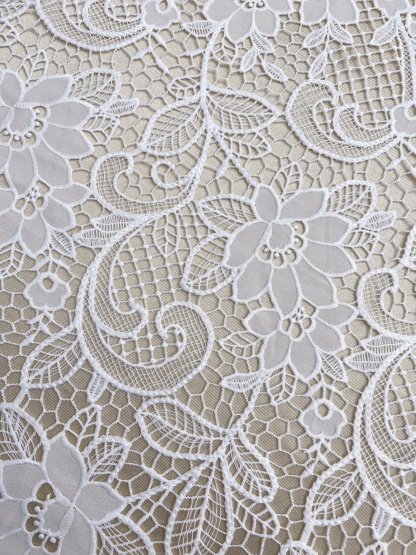 Guipure Flower Embroidery Hollowed Flower for baby dress ball gown floral by yard,Elegant Off-White Floral Embroidery Bridal Lace