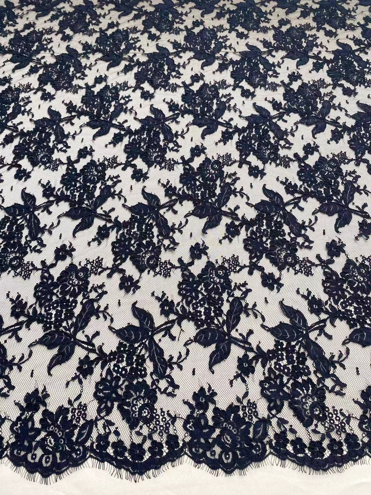 Corded Alencon Flower Lace Fabric, 3 Meters French Chantilly lace fabric trim for wedding shrugs,bridal gown,Classic lace top overlay, sold by 3 maters