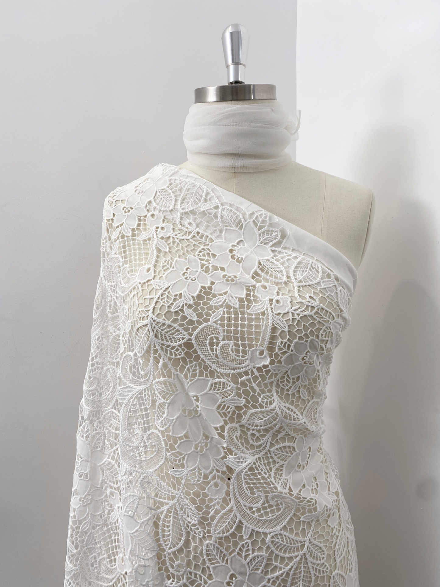 Guipure Flower Embroidery Hollowed Flower for baby dress ball gown floral by yard,Elegant Off-White Floral Embroidery Bridal Lace